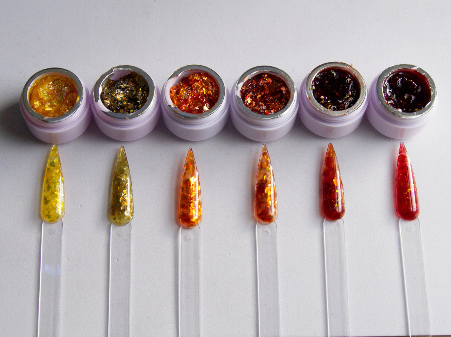 5g Amber Foil Glaze Gel/ Soak Off UV Nail Gels/ Glittery Glazed Golden Gel polish/ Honey gel with Shine Glitter Chips Nail Supply