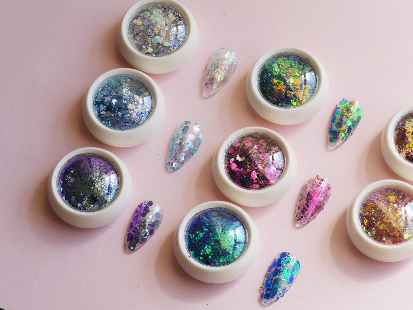 Chameleon Hexagon Mixed Glitter/ Nail Flakes 3D DIY laser Sequins/Multi Metallic Color Round starry sky Glitters nail Supply