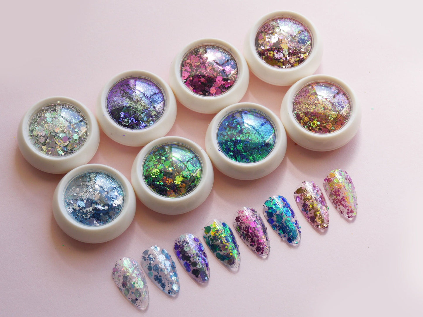 Chameleon Hexagon Mixed Glitter/ Nail Flakes 3D DIY laser Sequins/Multi Metallic Color Round starry sky Glitters nail Supply