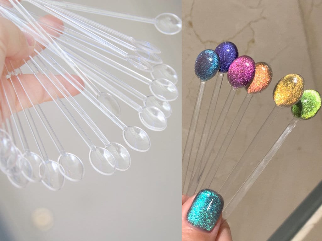 20-100pcs Nail Polish Color Display Card/ Clear Spoon Shaped Acrylic UV gel Nail Art Tips Swatch Sticks Nail Card Manicure Tool Supply