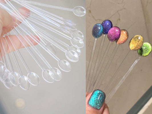 20-100pcs Nail Polish Color Display Card/ Clear Spoon Shaped Acrylic UV gel Nail Art Tips Swatch Sticks Nail Card Manicure Tool Supply