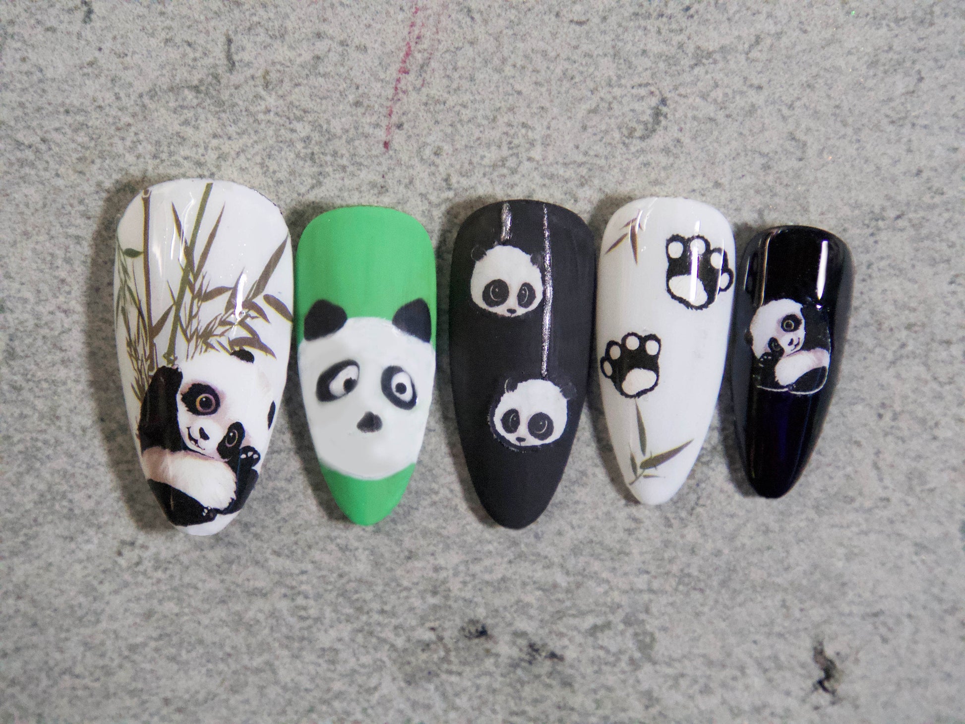 Panda Bamboo nail sticker/ Cute China Panda 1 Sheet 3D Nail Art Stickers Self Adhesive Decals/ Panda Nail Appliques