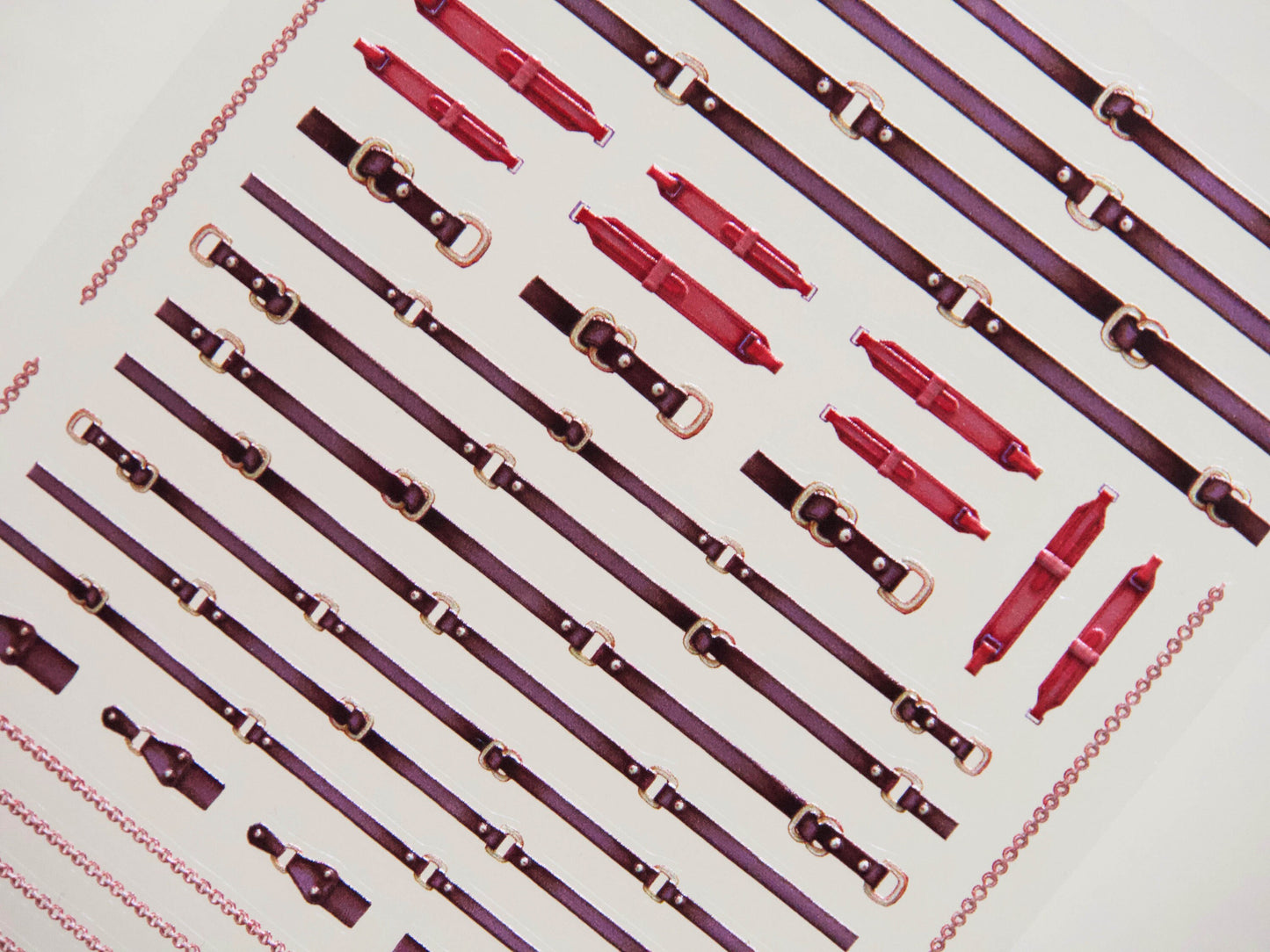 Buckle Belt 3D Embossed Nail Stickers/ Vintage Garment design nail art Stencil/ Watchband Strap Stripes Peel off sticker supplies