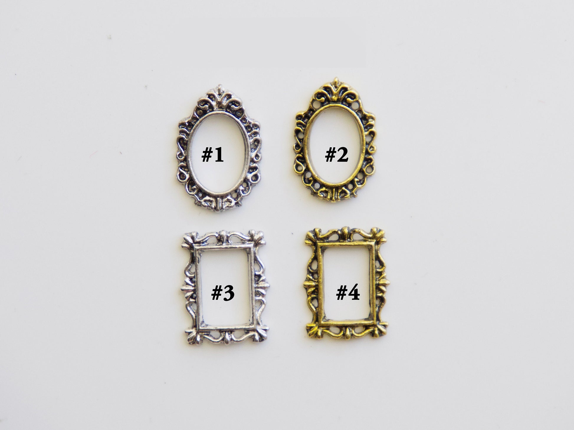 3D Frame Vintage Nail Decal/ Retro Nail Hollow Frames Floral Painting Photo Frame Nail Art Metallic Studs Charms 5D Nail Supply