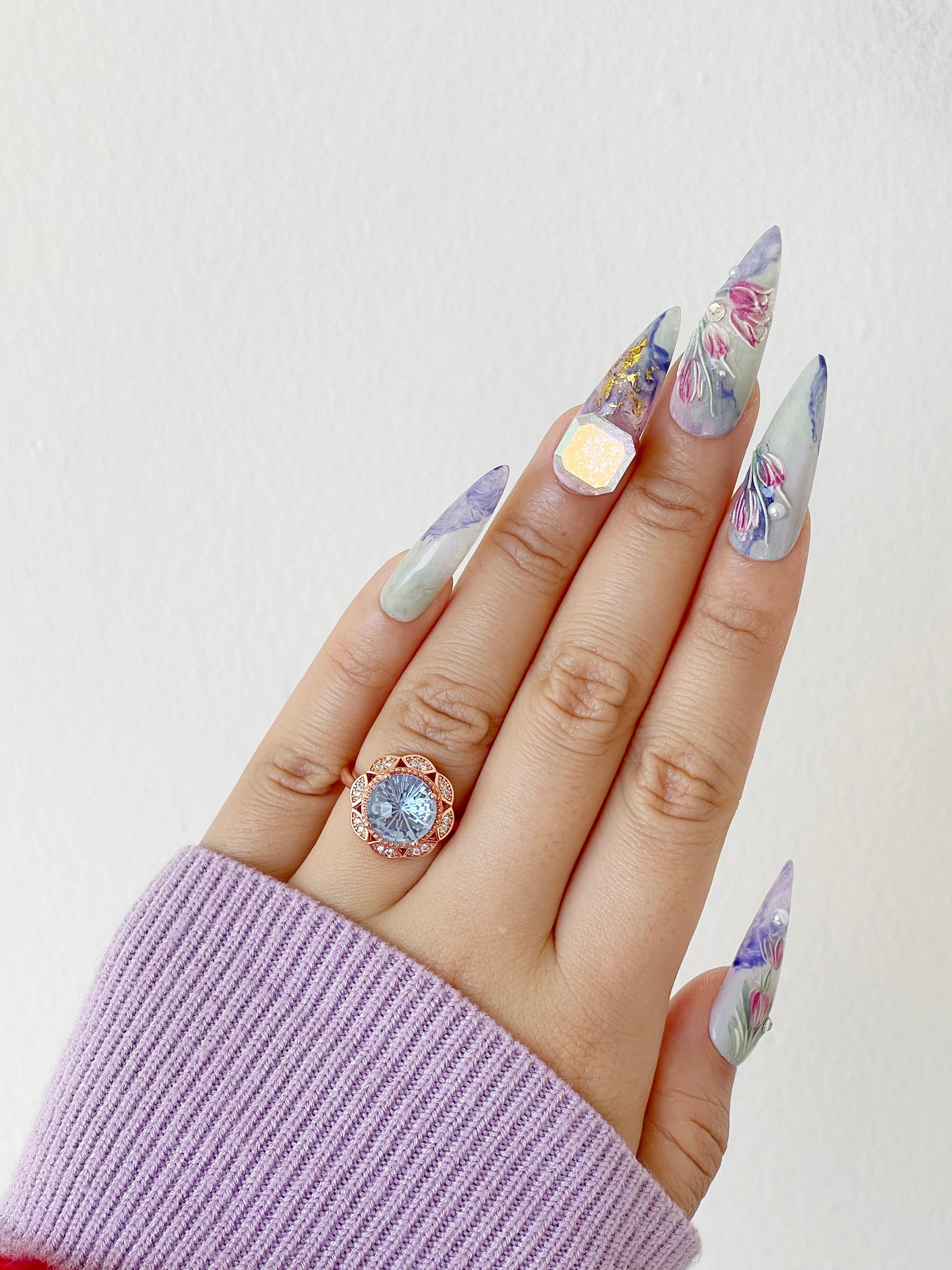 3D Glass Crystal Nail Ornament Decal/ Aurora Polar Light iridescent Square Diamond Instagram Influencer Nail Jewelry Studs