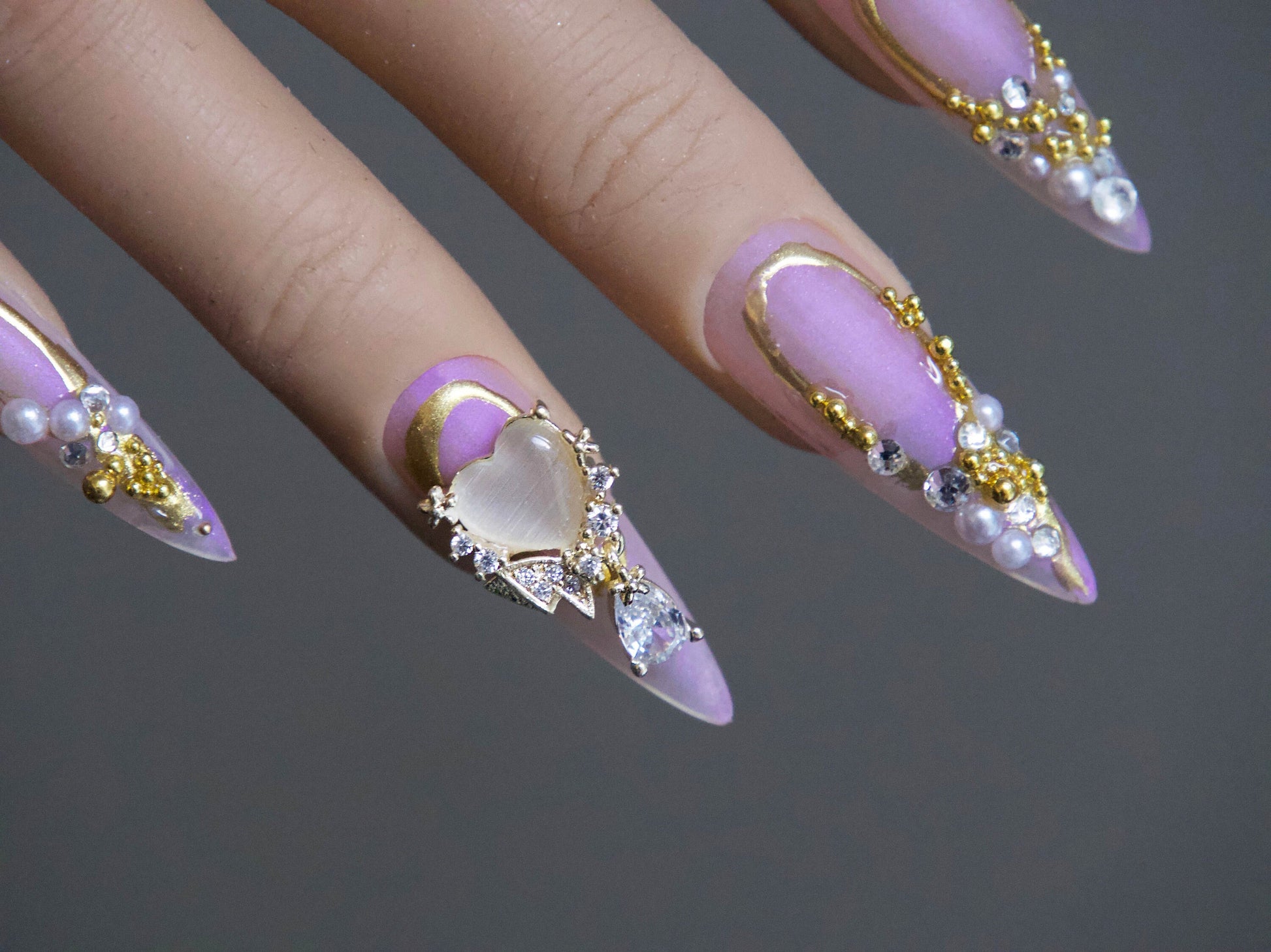 14k Gold Zircon Nail Dangle / Instagram 3D Nail Ornament Nail Decal