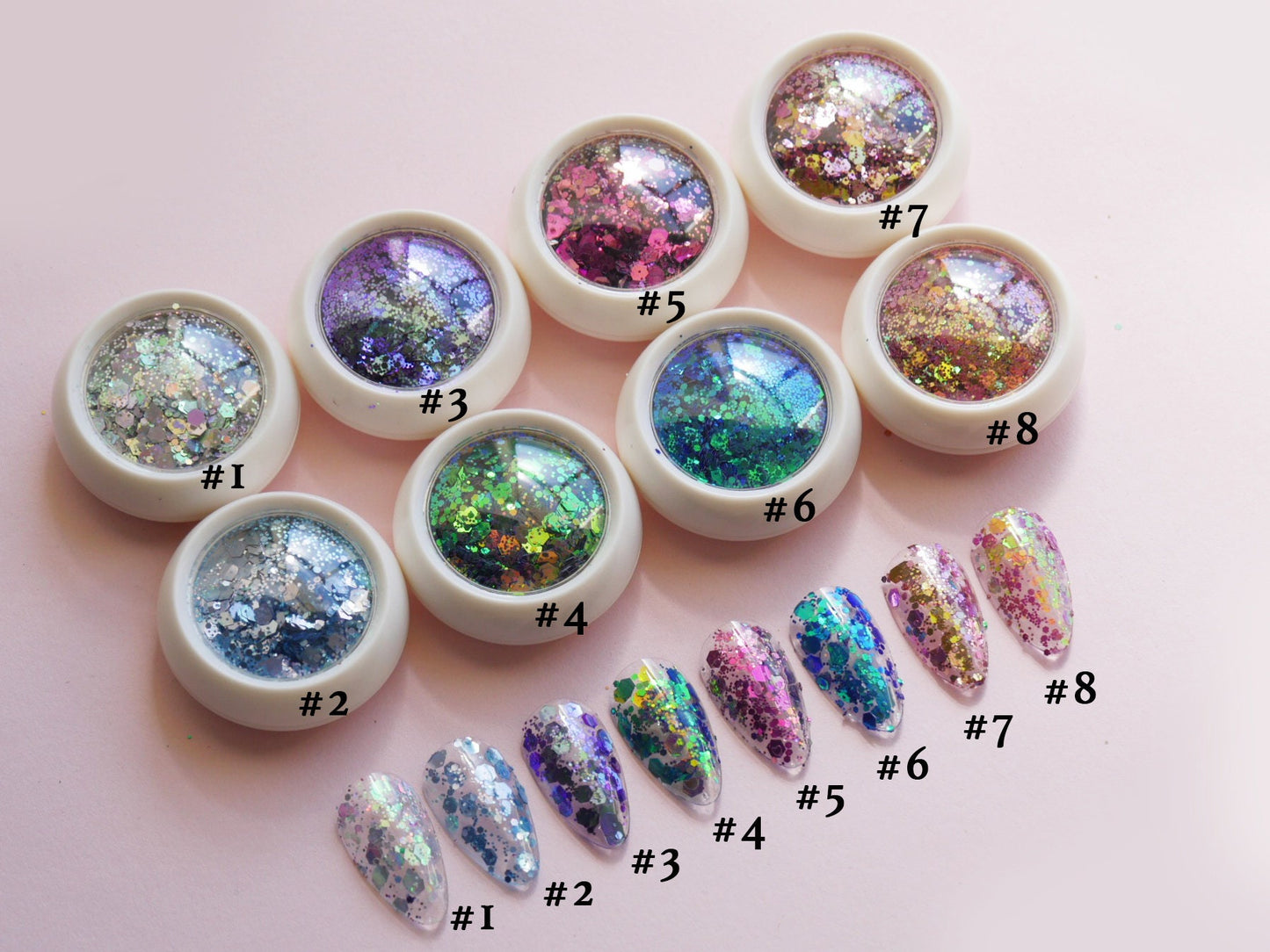 Chameleon Hexagon Mixed Glitter/ Nail Flakes 3D DIY laser Sequins/Multi Metallic Color Round starry sky Glitters nail Supply