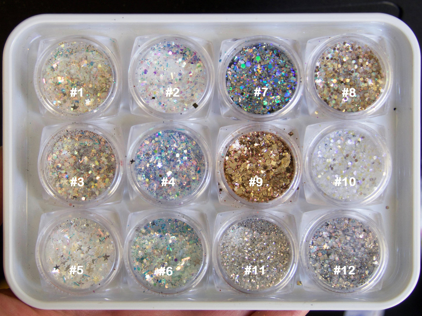 Mixed Glitters/ Hexagon Round Mix Size Nail Flakes 3D DIY Laser Sequins/ Gold Silver Aurora Starry Sky Shine Halo Makeup Nail supply