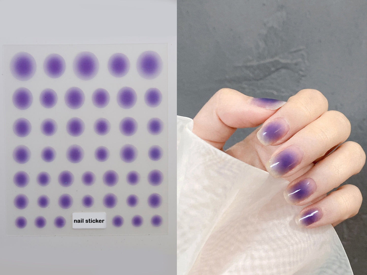 Radial-gradient Nail Art Stickers Self Adhesive Decals/ Pink Purple Spherical Circular Gradient Nail Art Supply Easy to peel off