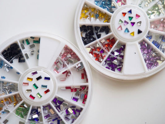 Triangle Rectangle Nail Rhinestones For Nails Art Decorations / Multi colors Tiny nail art decal