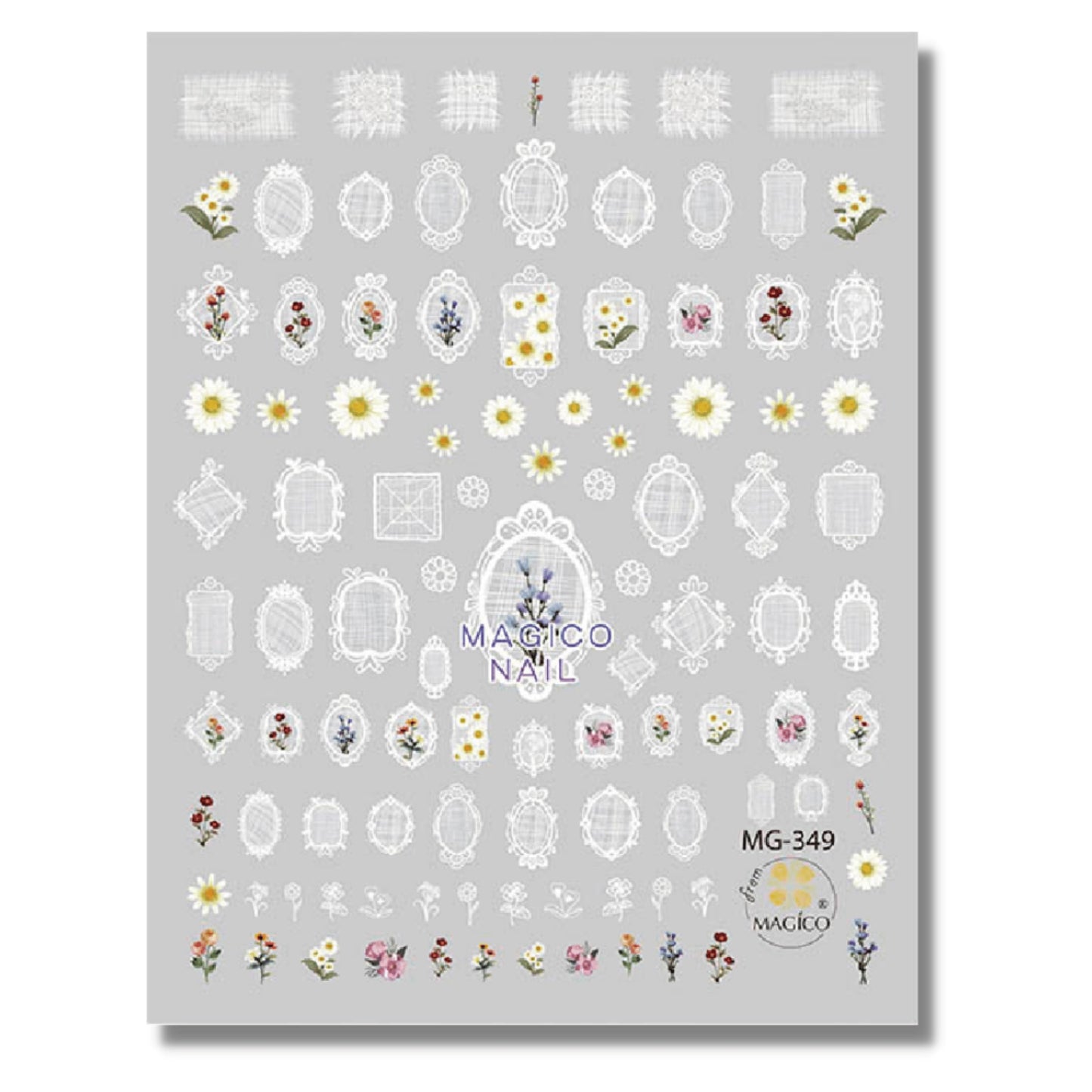 White lace nail sticker/ Spiritual Starry 3D Nail Art Stickers Self Adhesive Decals/ Floral fairy tale lace Nail Appliques/ peel off sticker