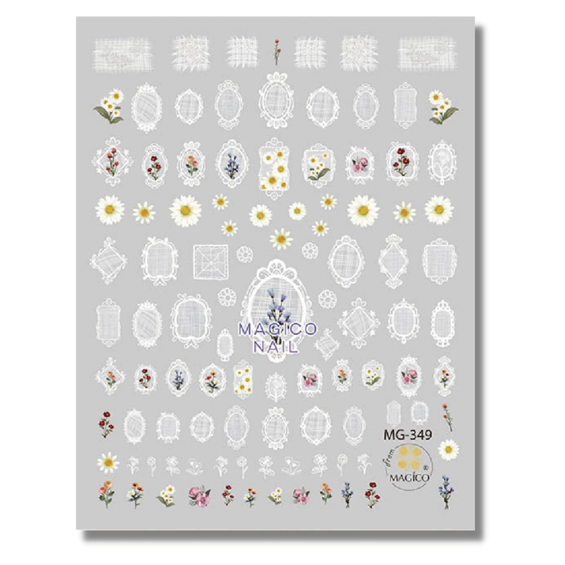 White lace nail sticker/ Spiritual Starry 3D Nail Art Stickers Self Adhesive Decals/ Floral fairy tale lace Nail Appliques/ peel off sticker