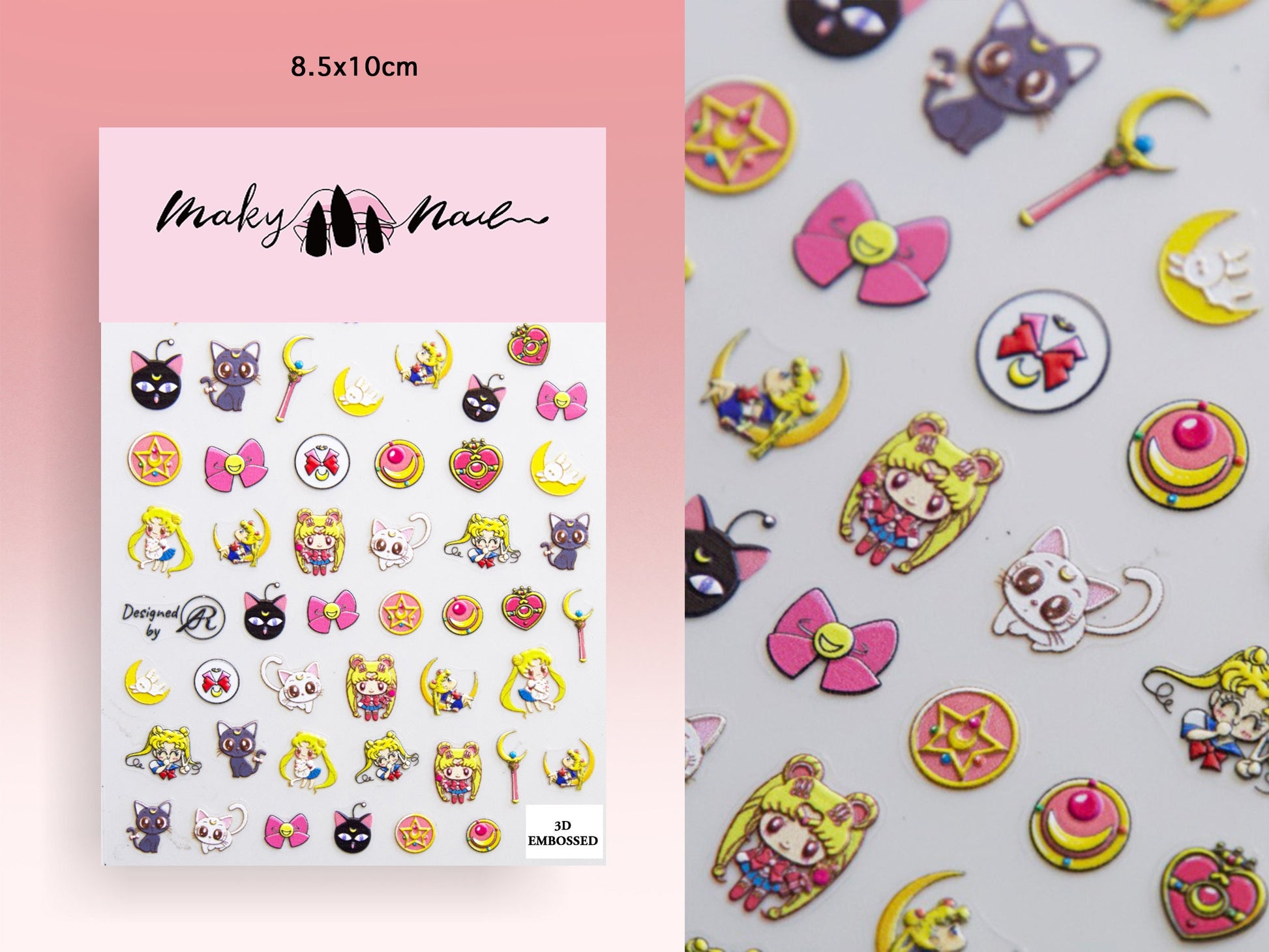 Chibi 90's Sailor Moon Nail Sticker/Cartoon Manga Anime Nail Art Stickers Self Adhesive Decals/ Ultra Think Usagi Tsukino Sailor Senshi