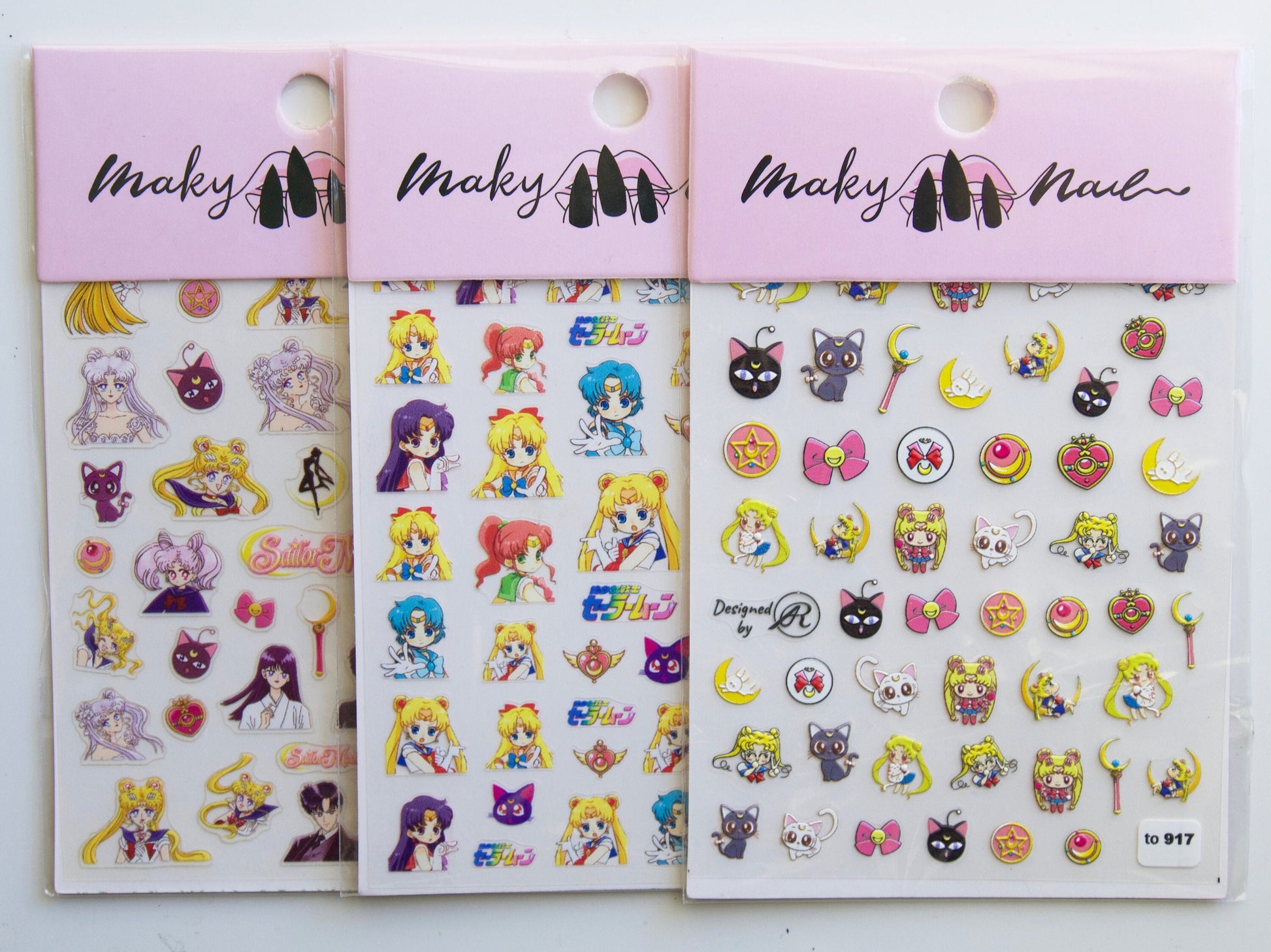 Chibi 90's Sailor Moon Nail Sticker/Cartoon Manga Anime Nail Art Stickers Self Adhesive Decals/ Ultra Think Usagi Tsukino Sailor Senshi