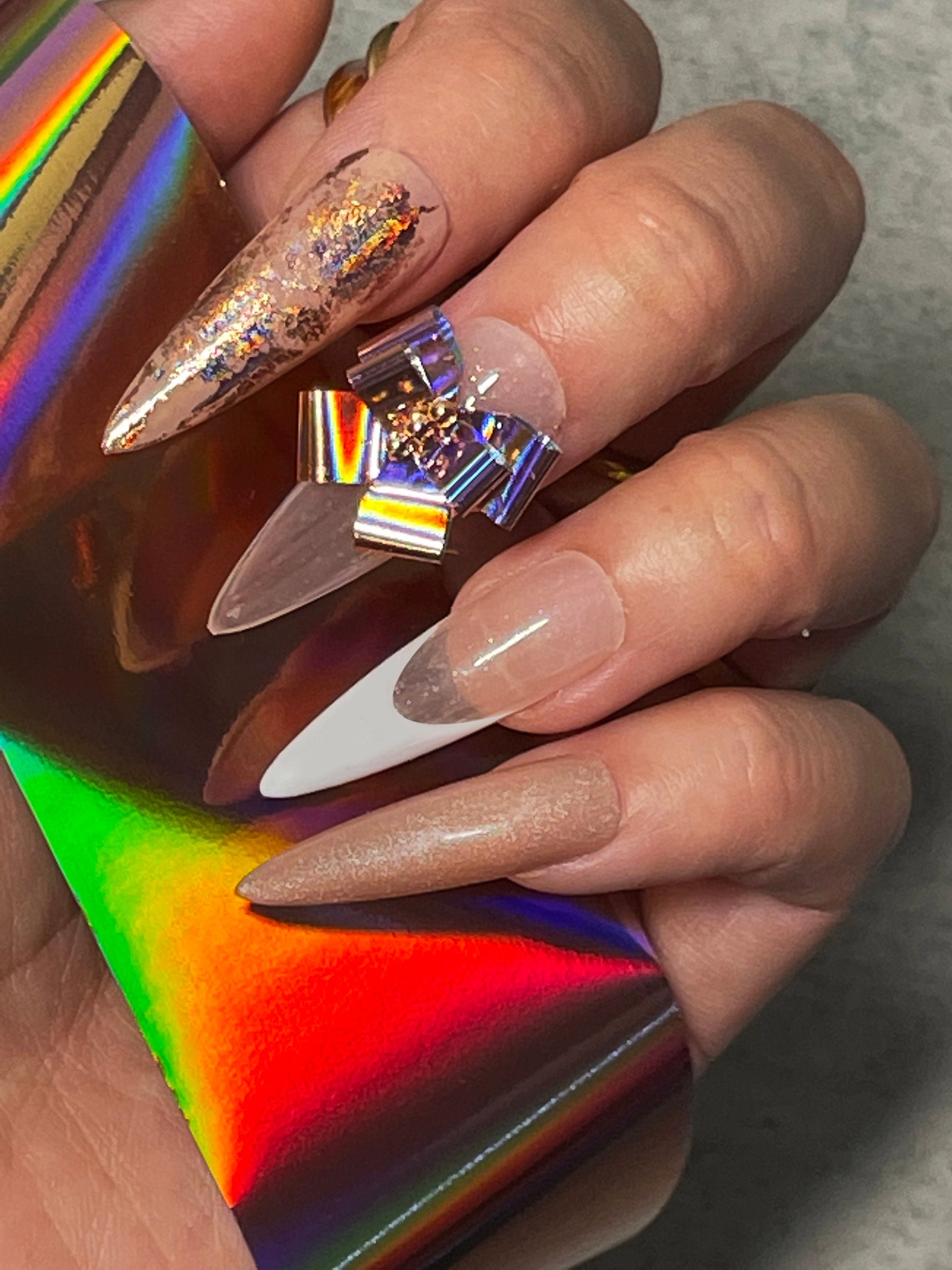 1 Meter Halo Metallic transfer paper Foil Nail Art Sticker Decal/ DIY Rainbow nail transferring mirrored foil design/ Colorful foil