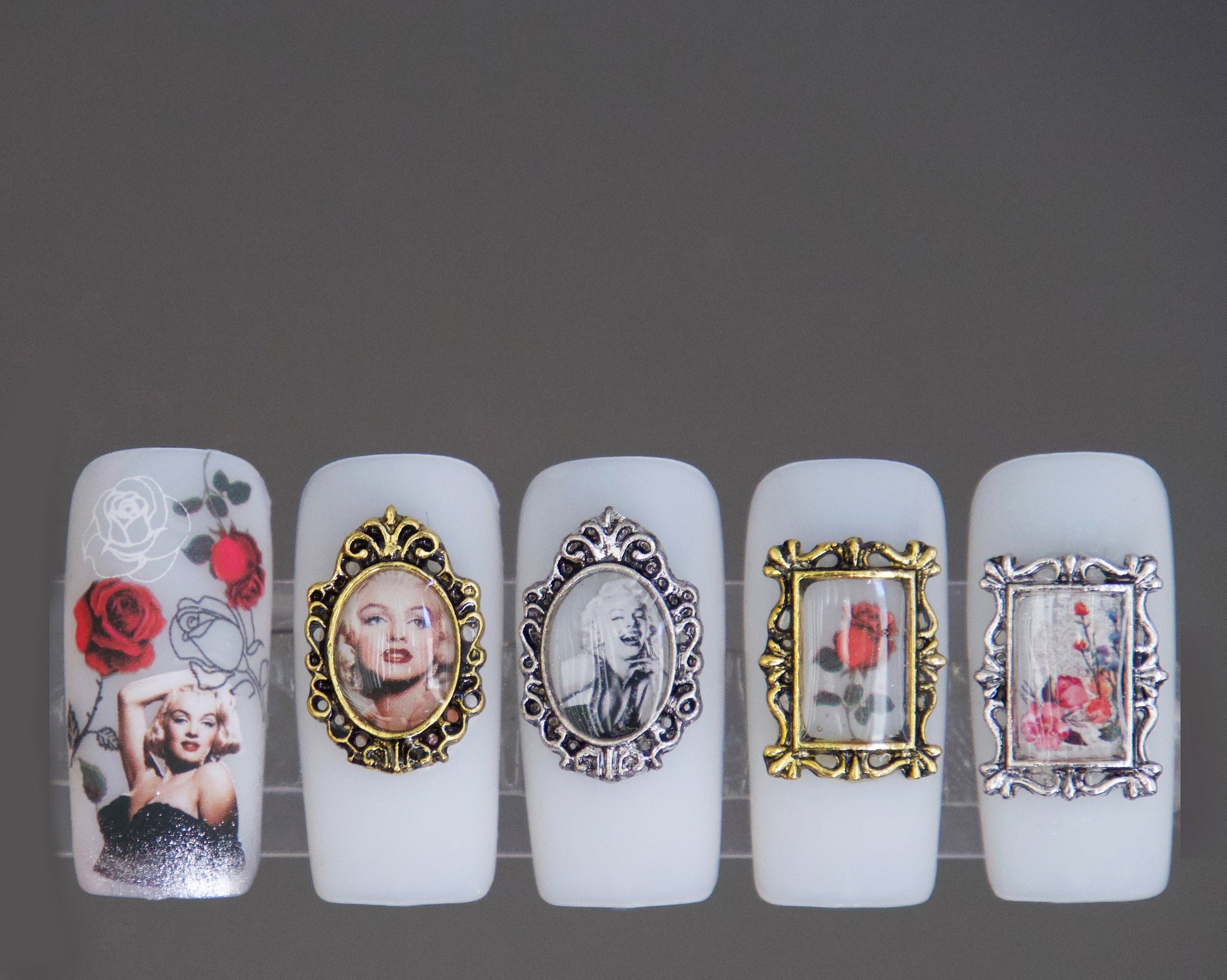 Marilyn Monroe Portrait Nail Sticker Audrey Hepburn Stickers Self Adhesive Decals Bubble Gum Black and White nail art Pin Up Pop Art
