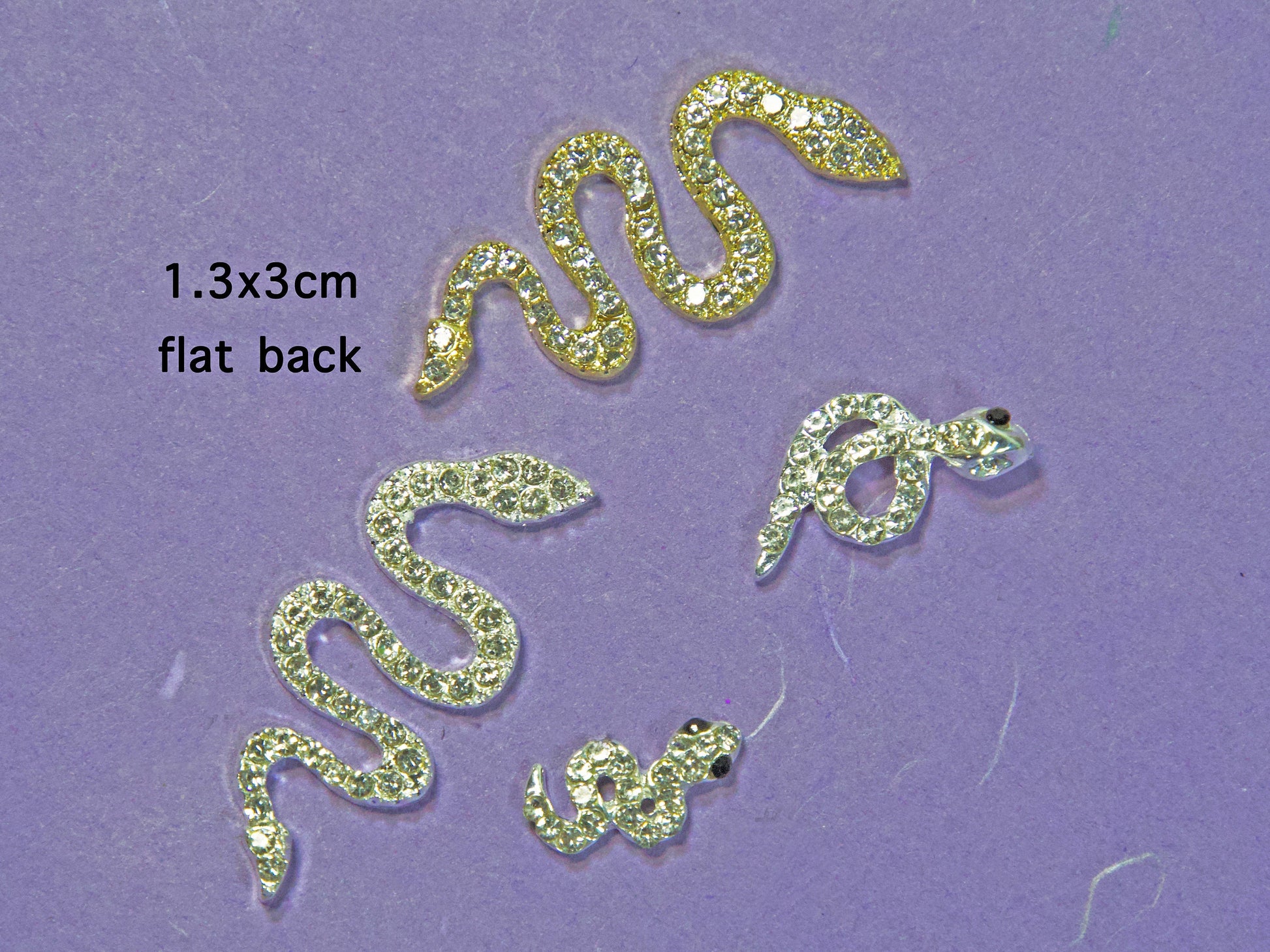 2 pcs Snake Nail rhinestone/ Crystal nail charm