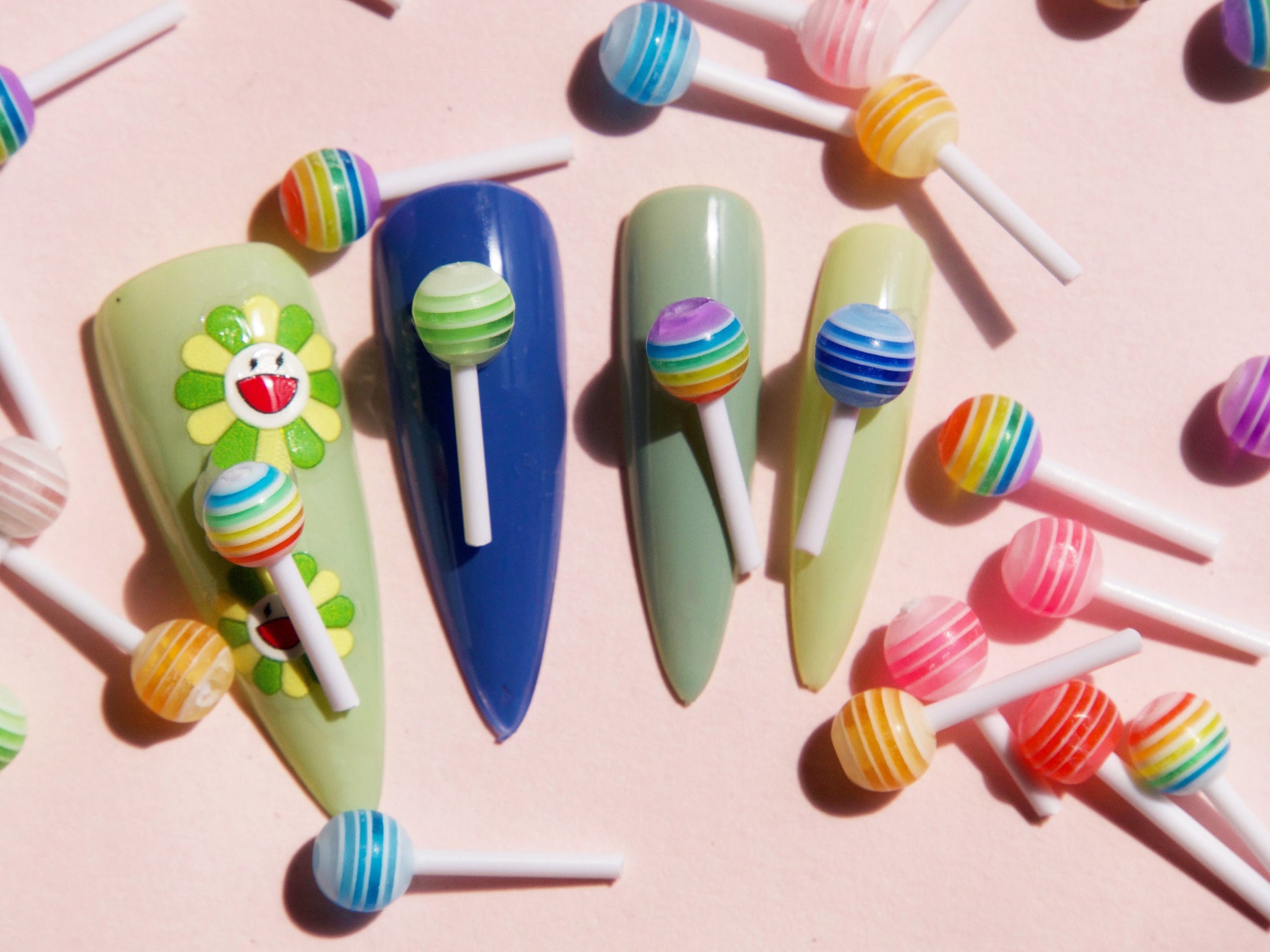 Kawaii Rainbow Lollipop Ice Cream Resin Kawaii Nail Charms For DIY