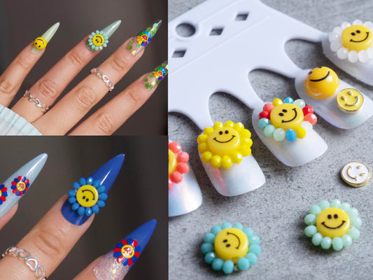 Smile Face Nail Art Charms/ Smiley Happy emoji DIY Studs