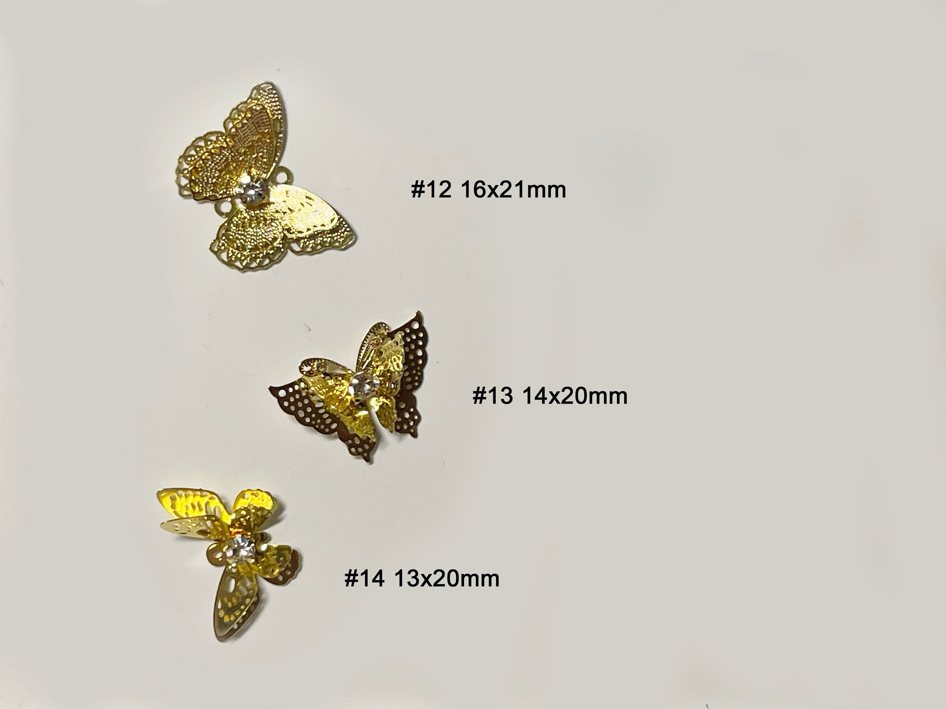 18k Gold Butterfly 3D Zircon Nail Ornament Decal/ Butterfly Trendy Nail Jewelry Spread wings Fairy Tale Nail Art Crystal Manicure supply