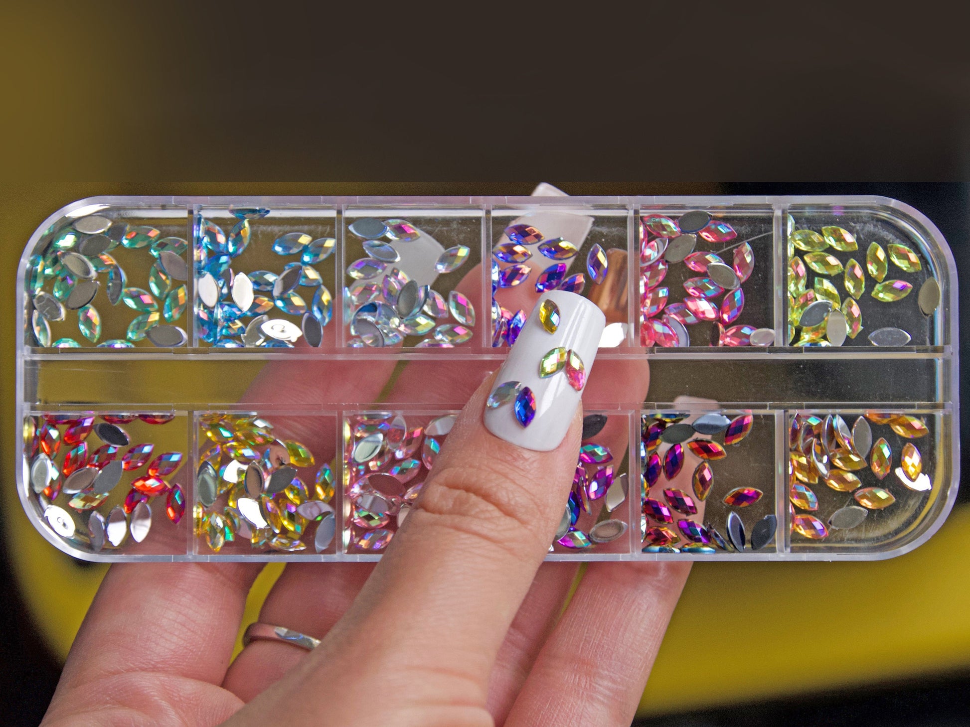 Iridescence Halo Marquise Flat Back No Hotfix Tear Drop 3D DIY Tear-Drop Crystals Rhinestones/ AB Stone Nail Art Supply