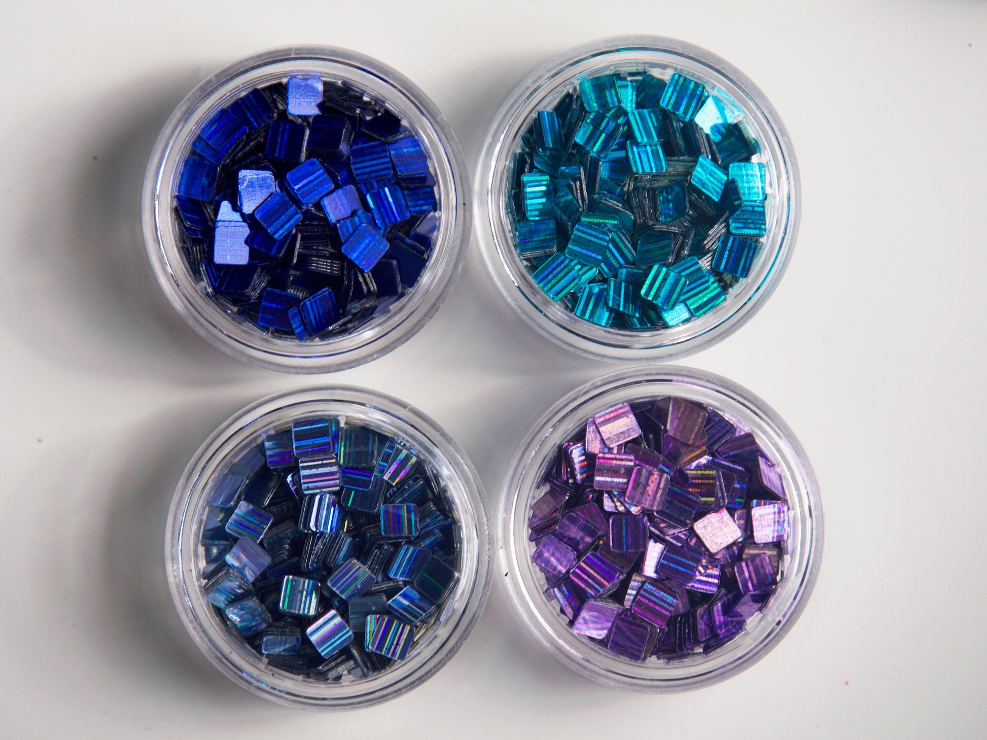 12 jars Square Laser Glitter Chips/ Iridescent Nail Flakes 3D DIY Sequins/Metallic Colors Halo Quadrate Glitters Craft Manicure Supply