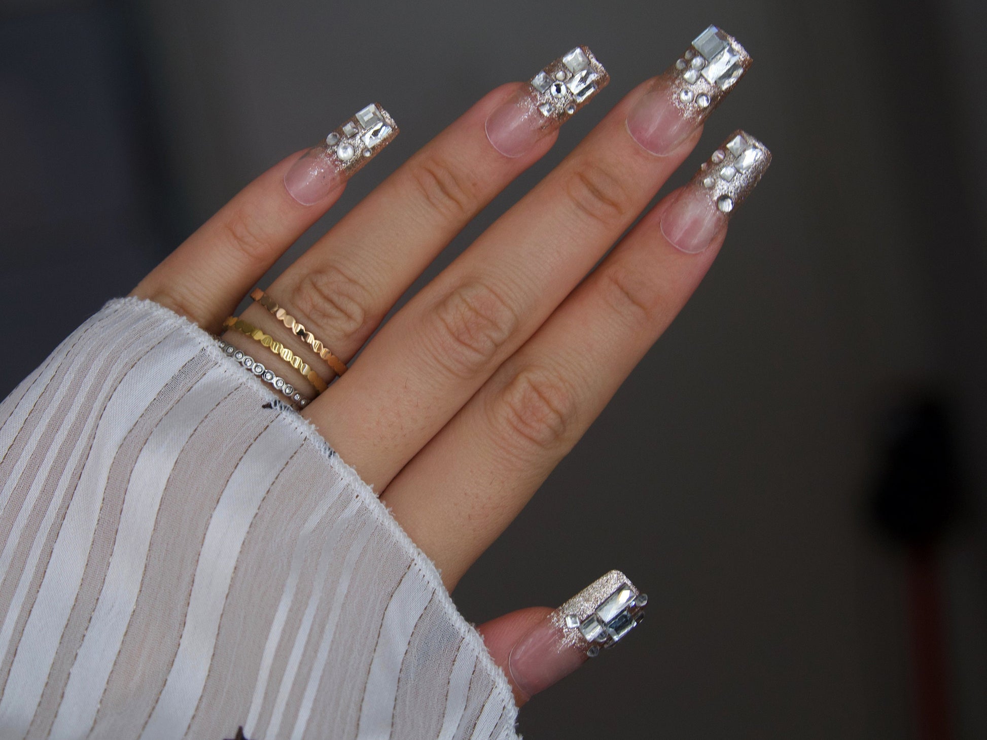 250 pcs Clear Square Crystals/ Glass Nail Jewelry Diamond Set