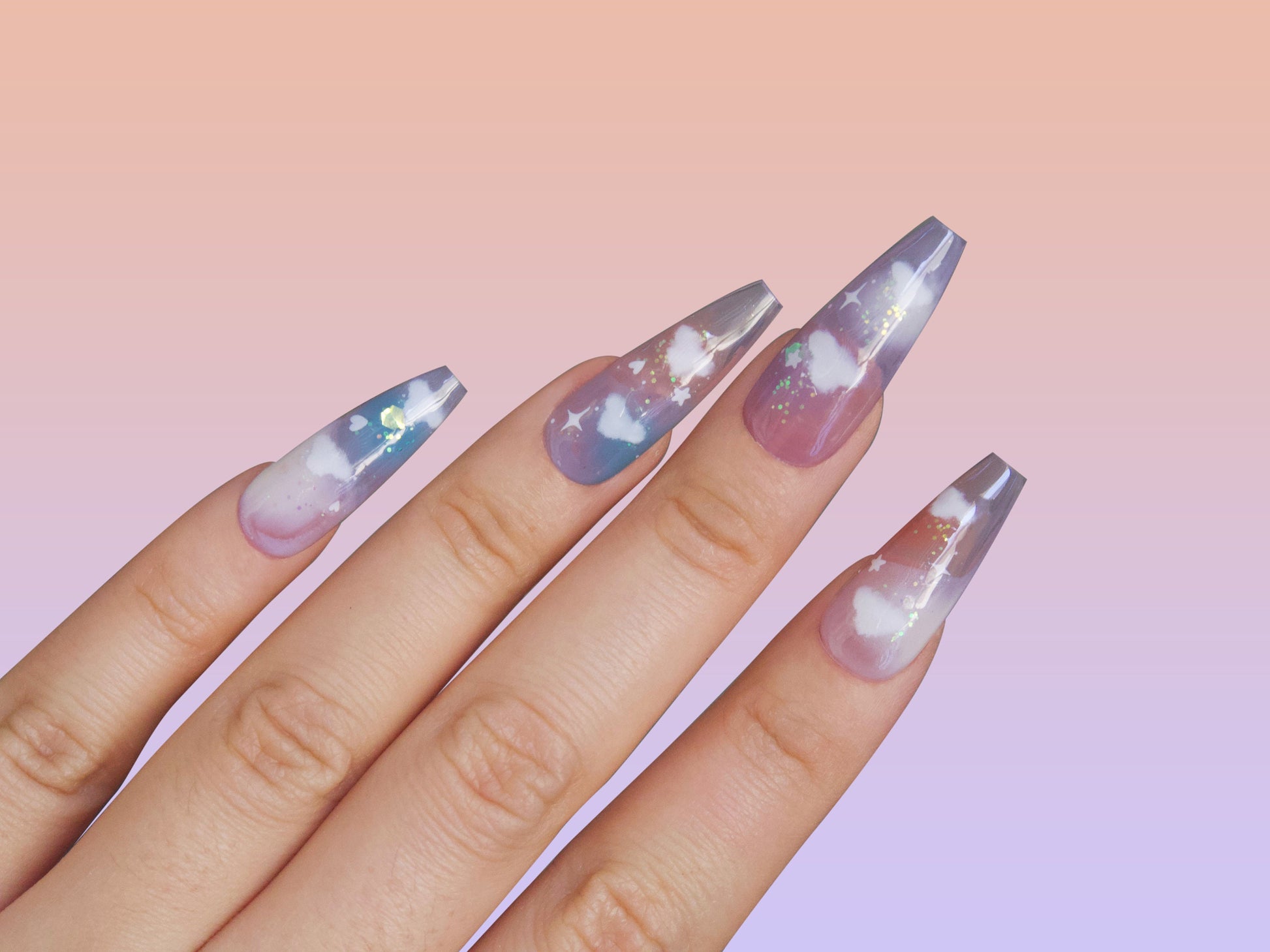 White Cloud Nail stickers/Ultra thin Nail Art Stickers Self Adhesive Decals/ White Clouds Nails Decals