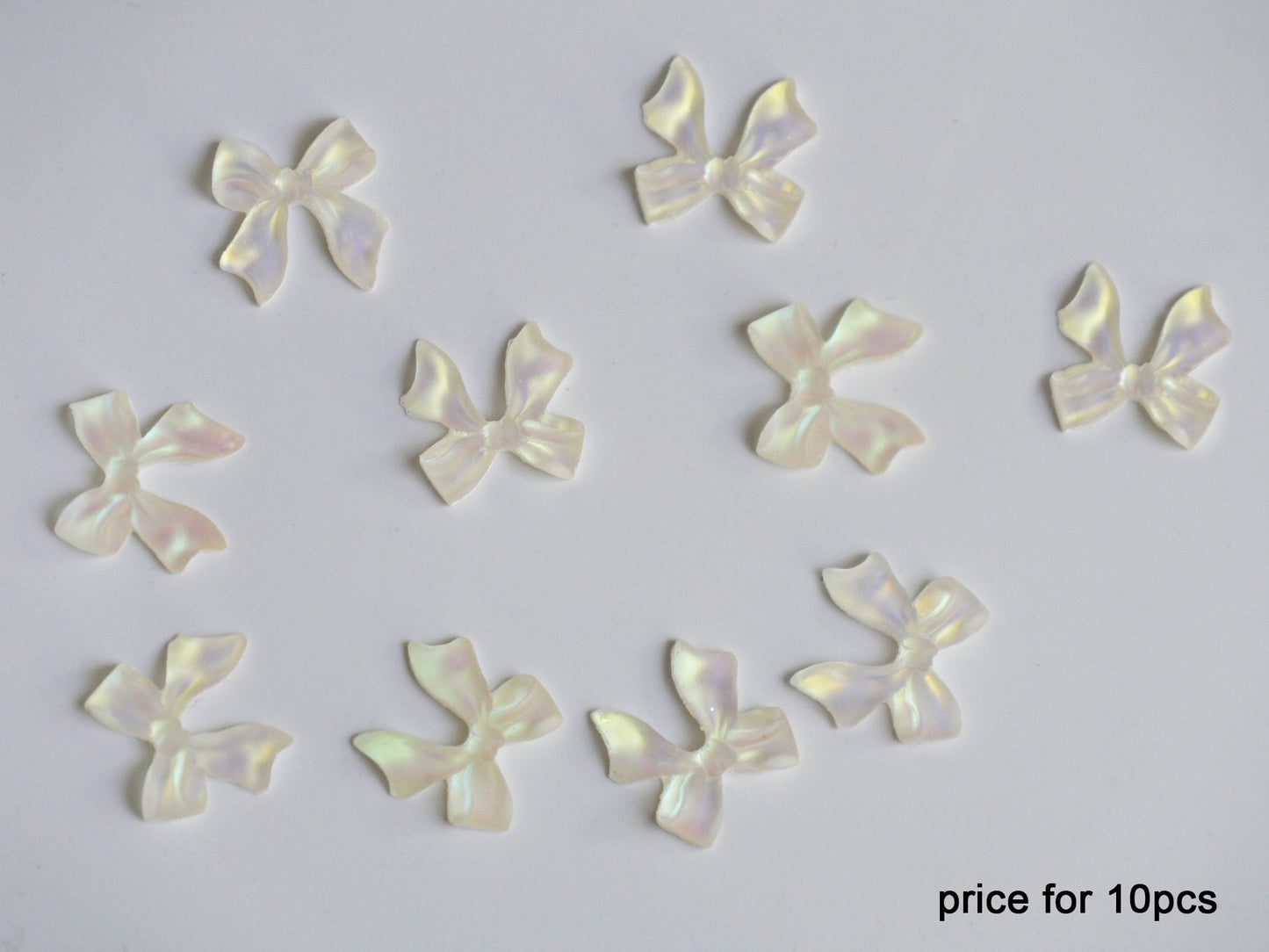 10pcs 3D Bowtie Polar Lights Nail Decals/ Nail Art DIY Charm Bowknot Pearly Pinky Butterfly Resin Supply