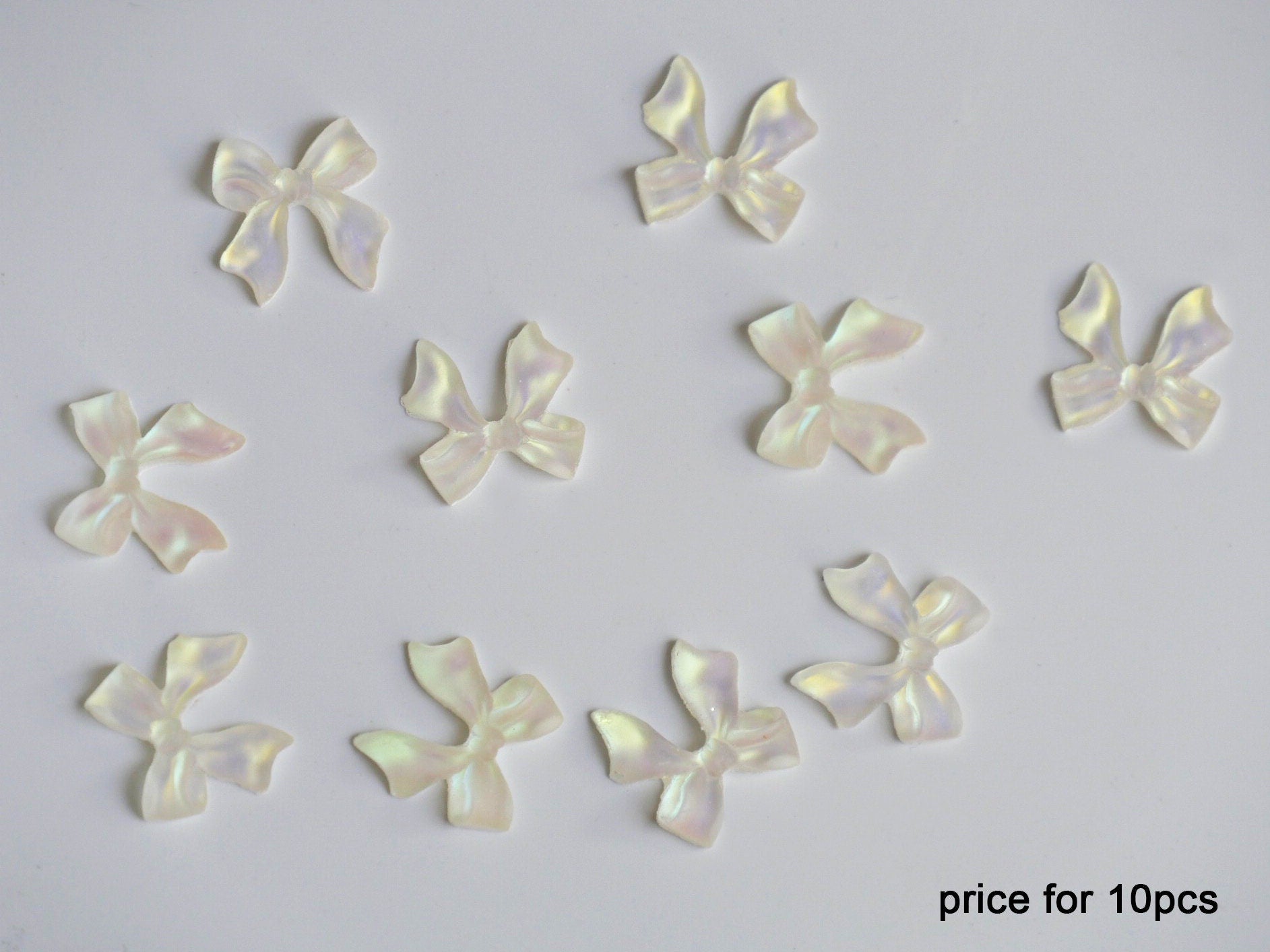 10pcs 3D Bowtie Polar Lights Nail Decals/ Nail Art DIY Charm Bowknot Pearly Pinky Butterfly Resin Supply