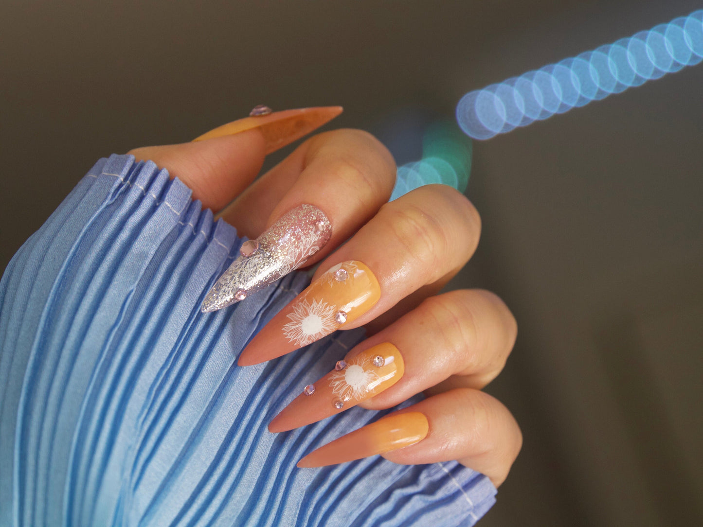 Transparent Lace Flower Nail Stickers/ Wedding Bride Laces Nail Art Floral Ultra thin Peel off stencils/Daisy Peony Hydrangea Nails