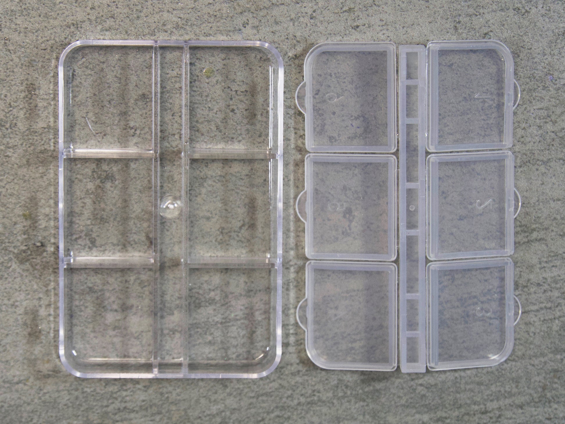 3ct Small items container/ 6 grid plastic container box for charms and trims/Mini studs Crystals organizer containers/ Earring storage