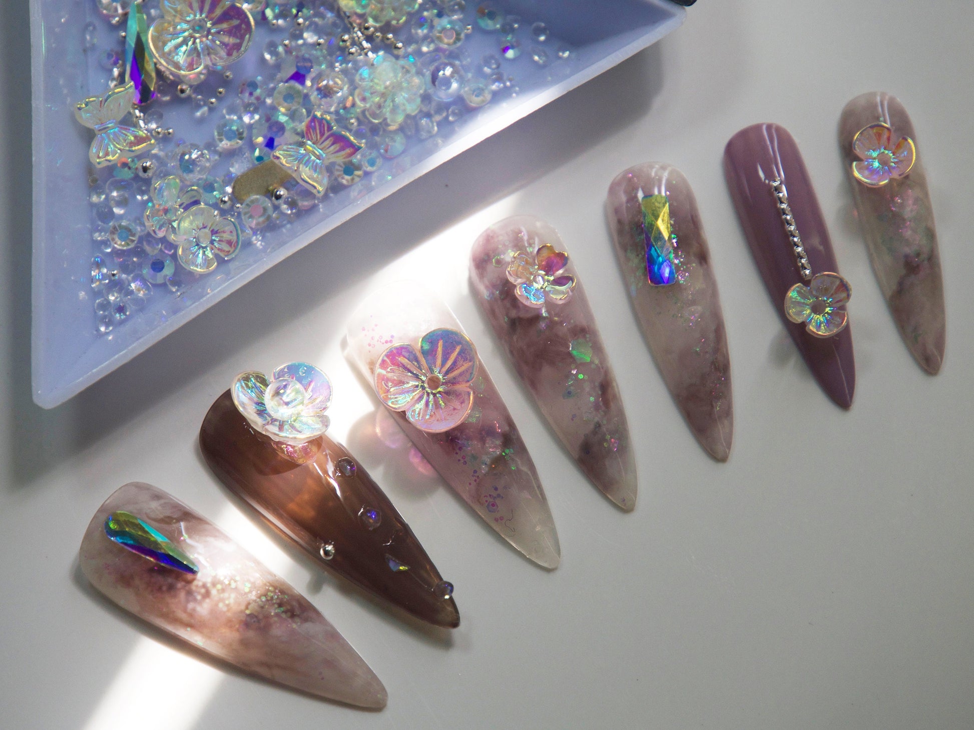 Mixed Aurora Halo Floral Nail Art Manicure Crafts DIY/ Caviar Bubble beads nail decoration