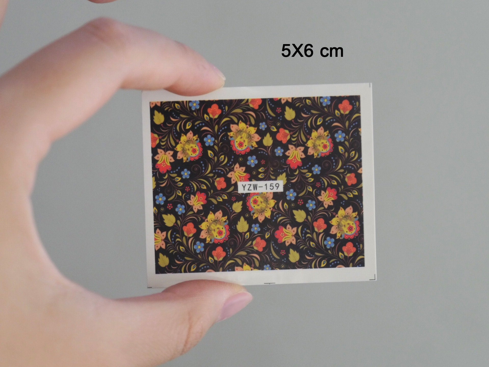 Floral Nail Tattoo/ Water transfer nail sticker/Vintage Flower Black Theme nail sticker tattoos Paisley