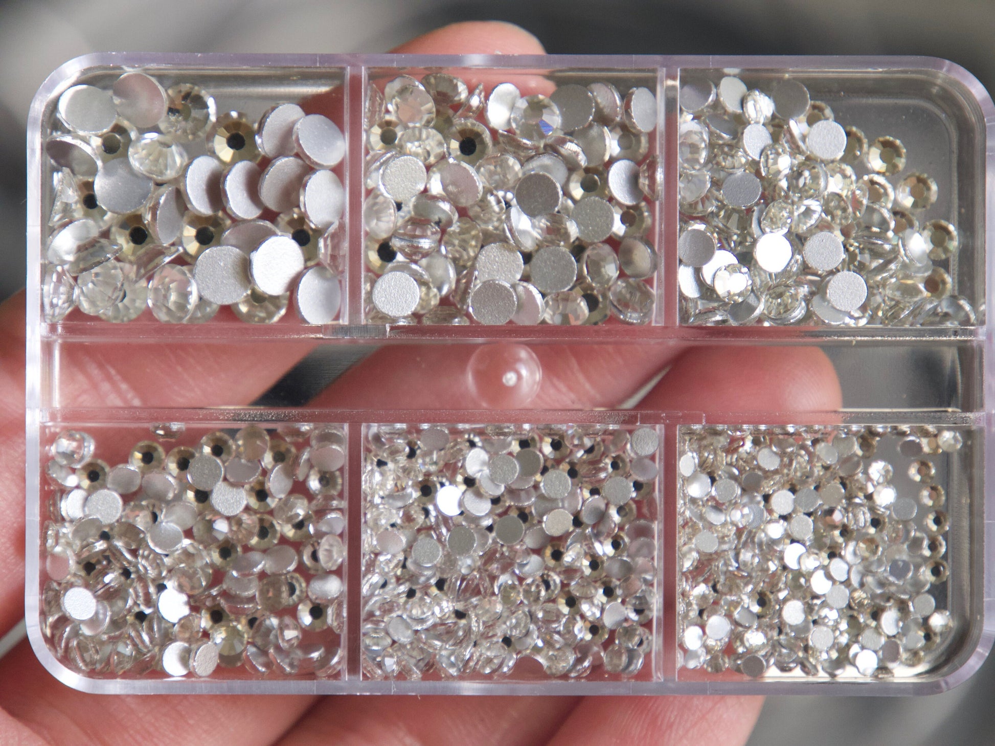 1000pcs Mixed sizes Clear&AB rhinestone/ Non Hot fix flat back nail Art Deco