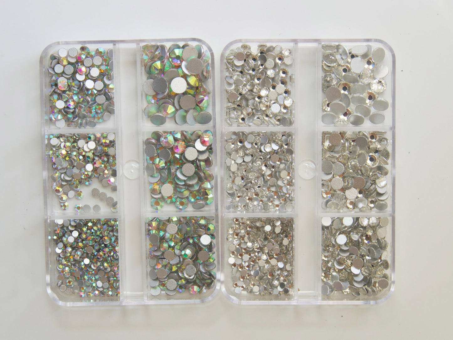 1000pcs Mixed sizes Clear&AB rhinestone/ Non Hot fix flat back nail Art Deco