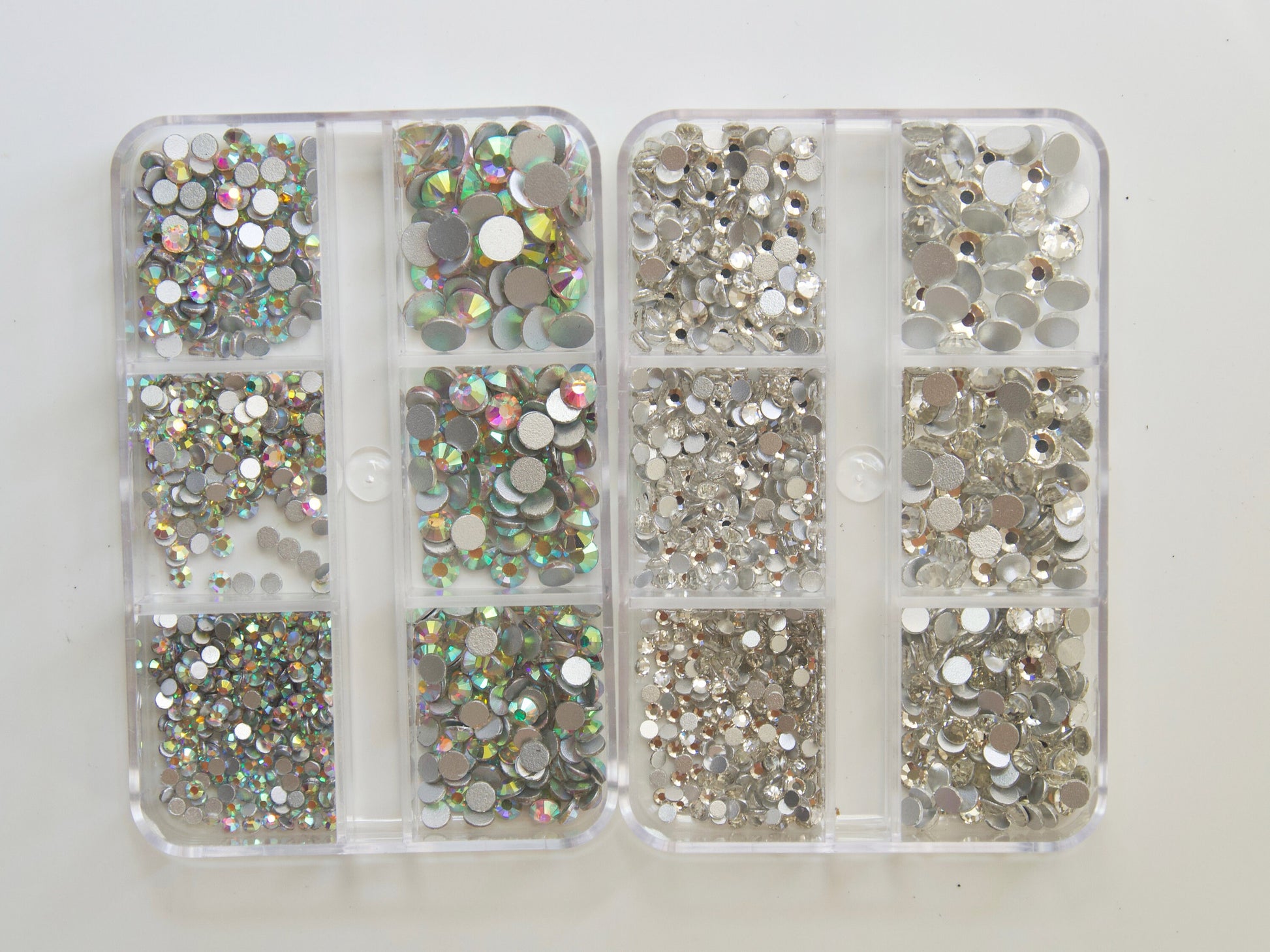 1000pcs Mixed sizes Clear&AB rhinestone/ Non Hot fix flat back nail Art Deco