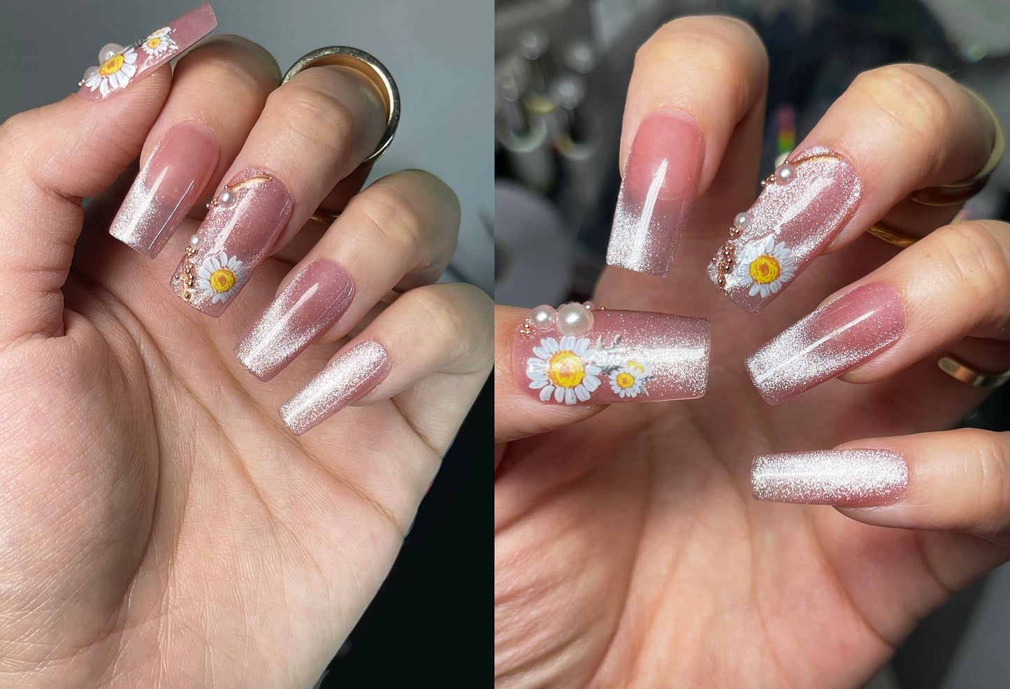 Daisy flower Nail Art Sticker Peel off daisies Stickers/ Chrysanthemum Oxeye daisy leaf Bouquet white flower Blossom Manicure Nail Supply