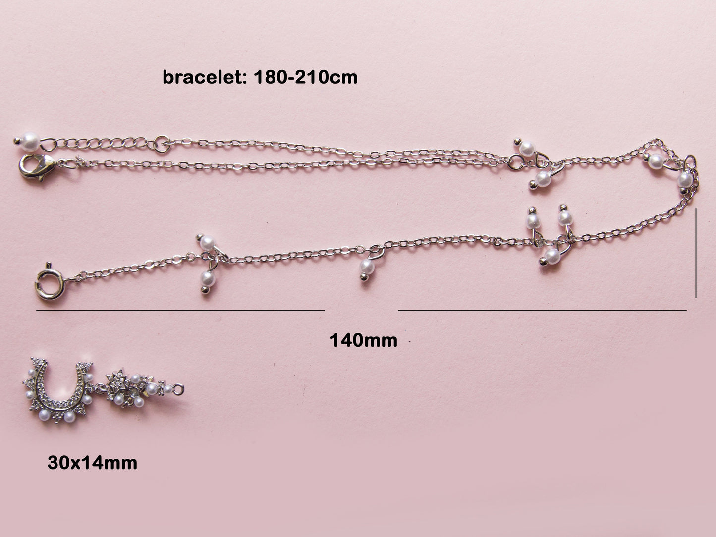 Silver Nail Jewelry 3D Zircon Pearls nail ornament Decal/ Bracelet Nail Connecter