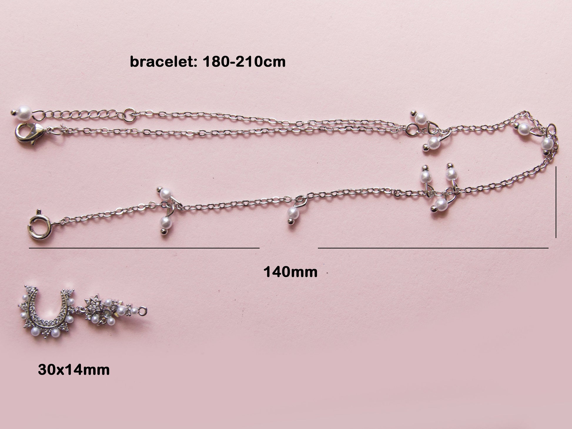 Silver Nail Jewelry 3D Zircon Pearls nail ornament Decal/ Bracelet Nail Connecter