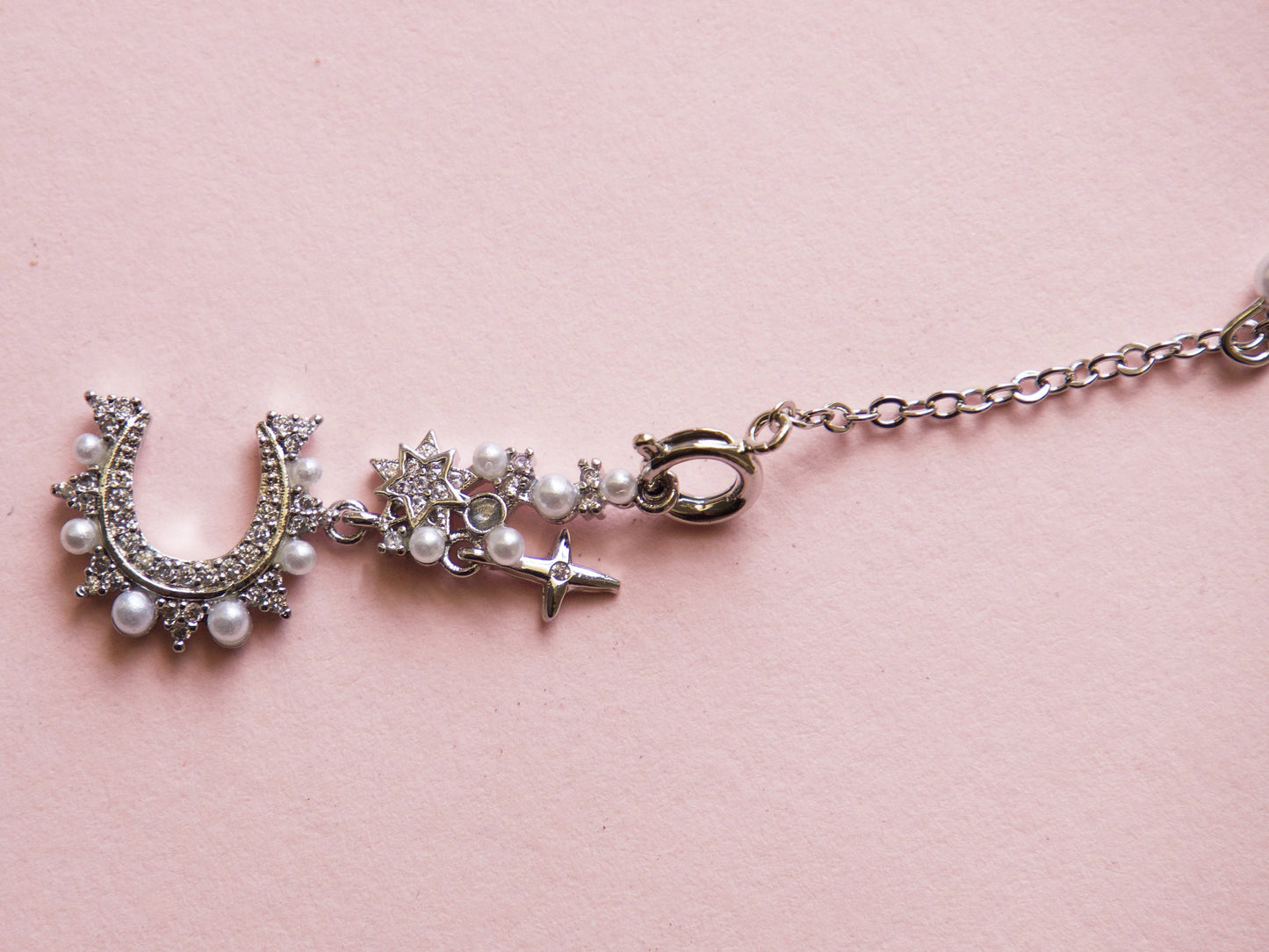 Silver Nail Jewelry 3D Zircon Pearls nail ornament Decal/ Bracelet Nail Connecter