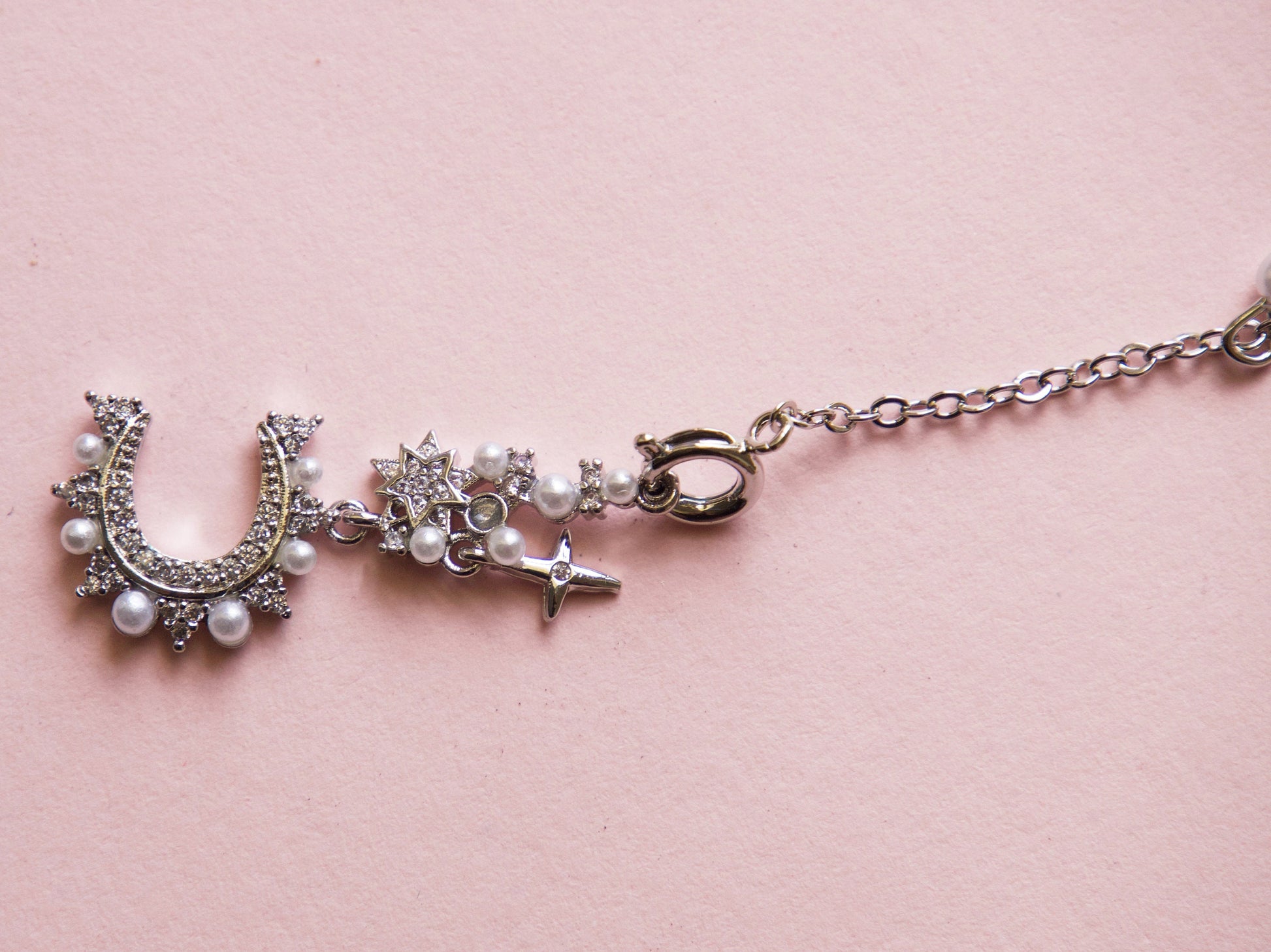 Silver Nail Jewelry 3D Zircon Pearls nail ornament Decal/ Bracelet Nail Connecter