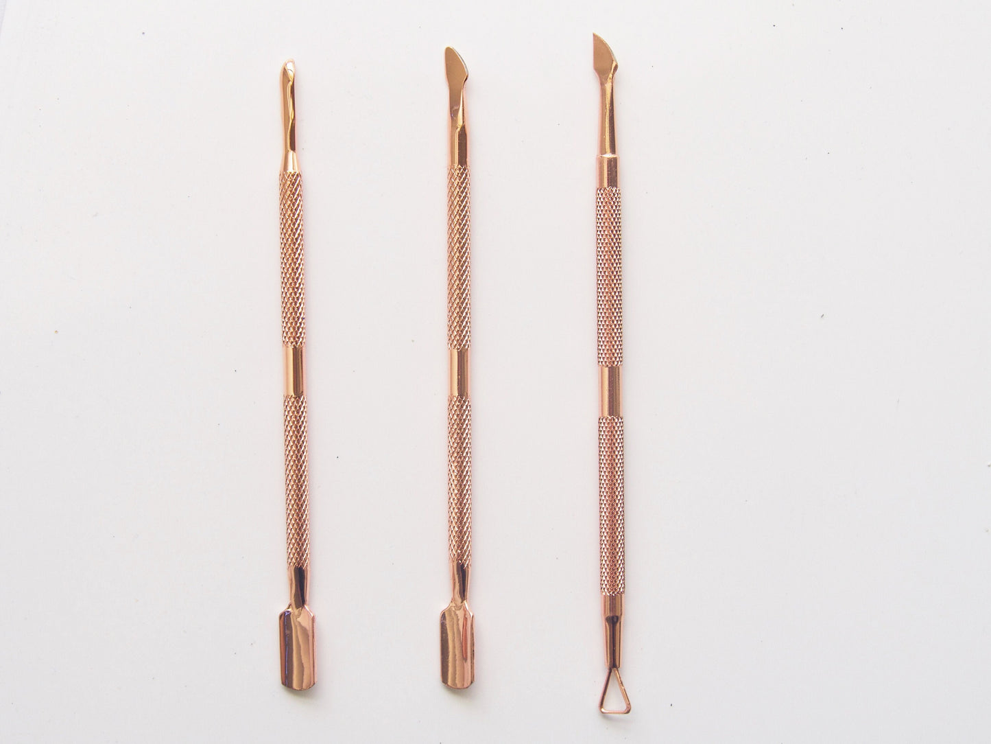 3pc Rose Gold Stainless Steel Cuticle Remover/ Double Sided Finger Dead Skin Push/ Nail Care Spoon Cleaner Scraper Fingernails and Toenails