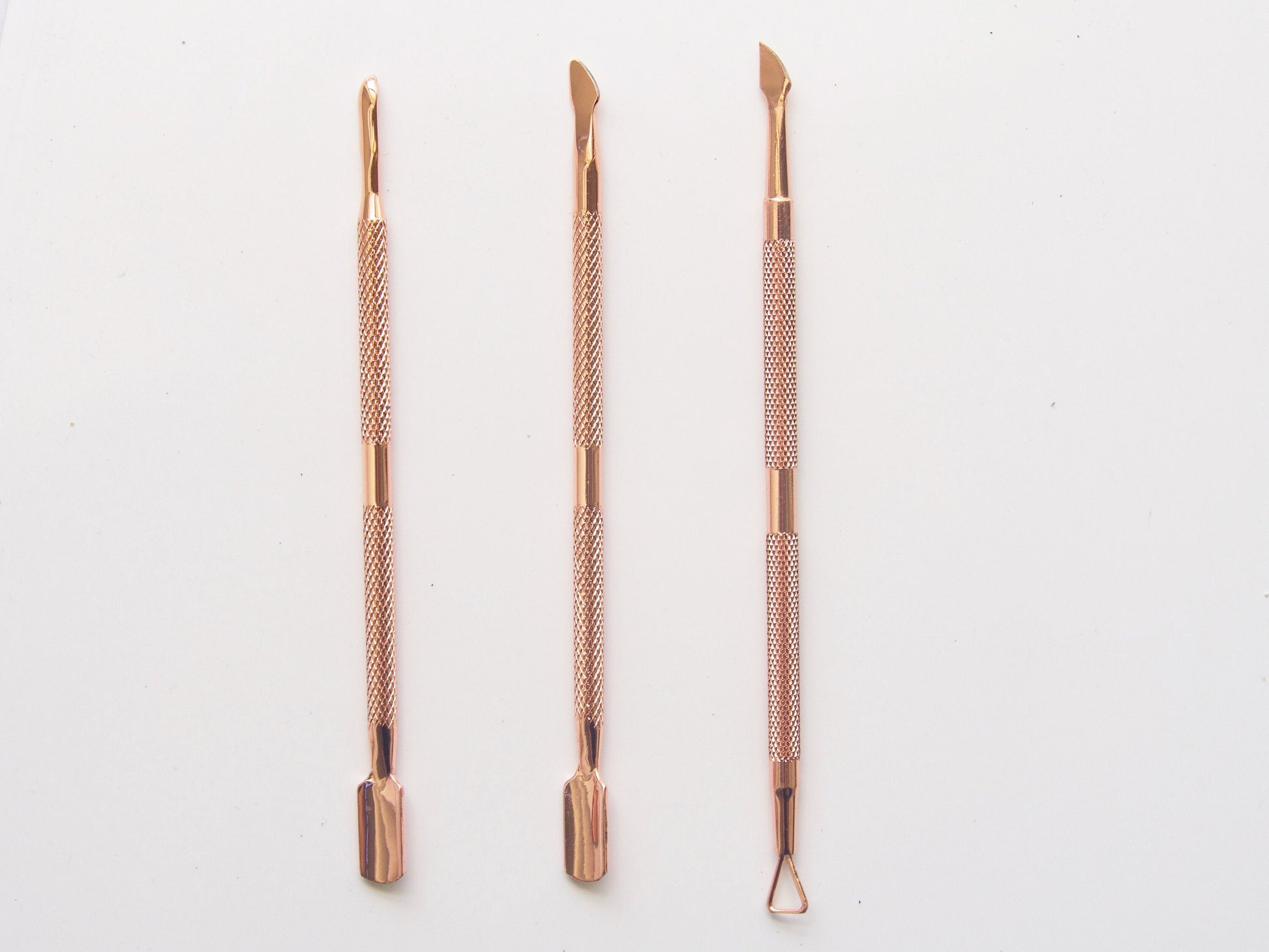 3pc Rose Gold Stainless Steel Cuticle Remover/ Double Sided Finger Dead Skin Push/ Nail Care Spoon Cleaner Scraper Fingernails and Toenails
