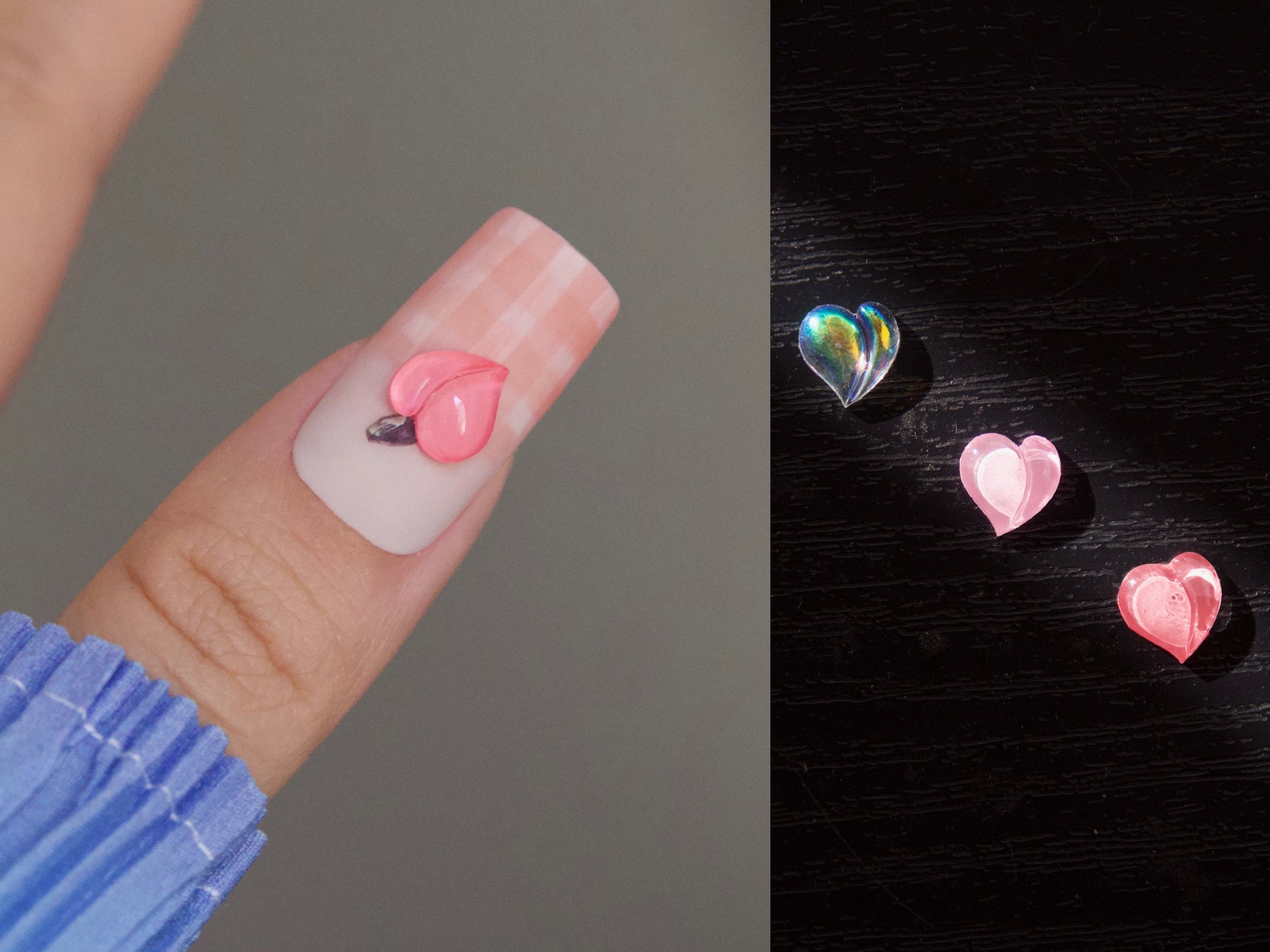 10pcs Peach Harts Studs for Nail Art/ Polar light Pink Peachy Charms/ Pinky Hearts nails supply Nail polish UV Gel