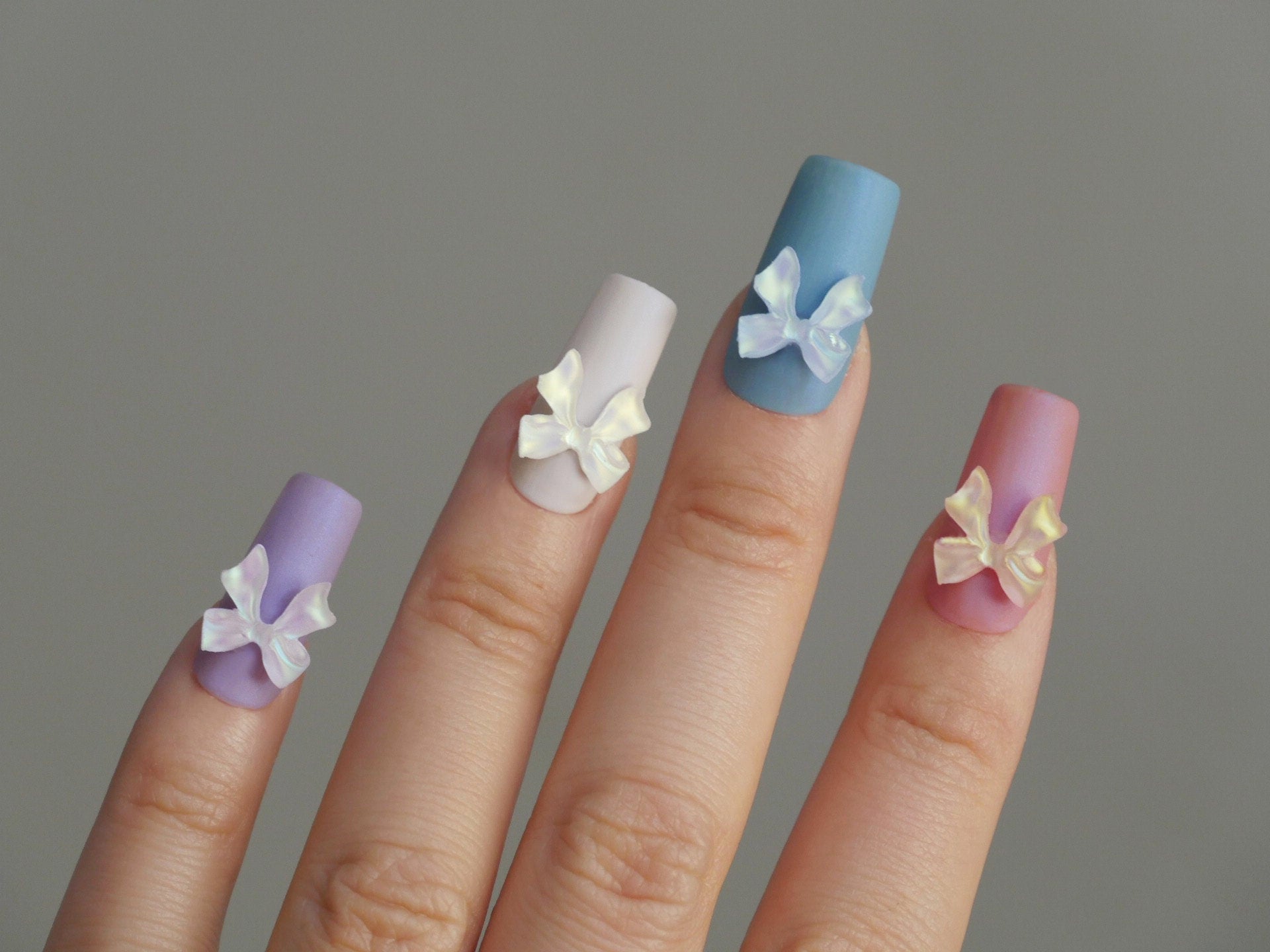 10pcs 3D Bowtie Polar Lights Nail Decals/ Nail Art DIY Charm Bowknot Pearly Pinky Butterfly Resin Supply