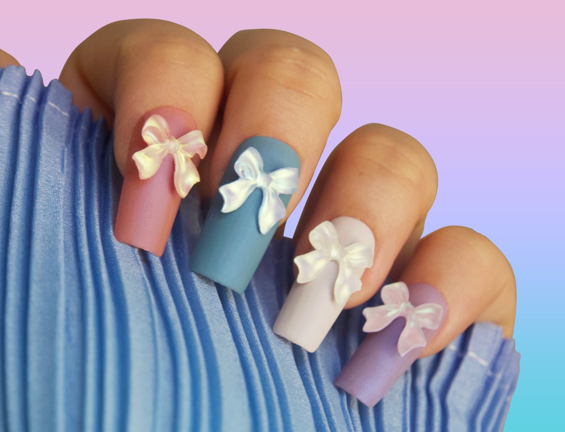 10pcs 3D Bowtie Polar Lights Nail Decals/ Nail Art DIY Charm Bowknot Pearly Pinky Butterfly Resin Supply