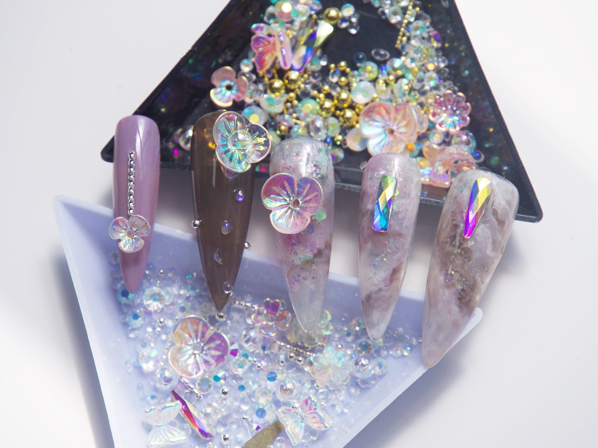 Mixed Aurora Halo Floral Nail Art Manicure Crafts DIY/ Caviar Bubble beads nail decoration