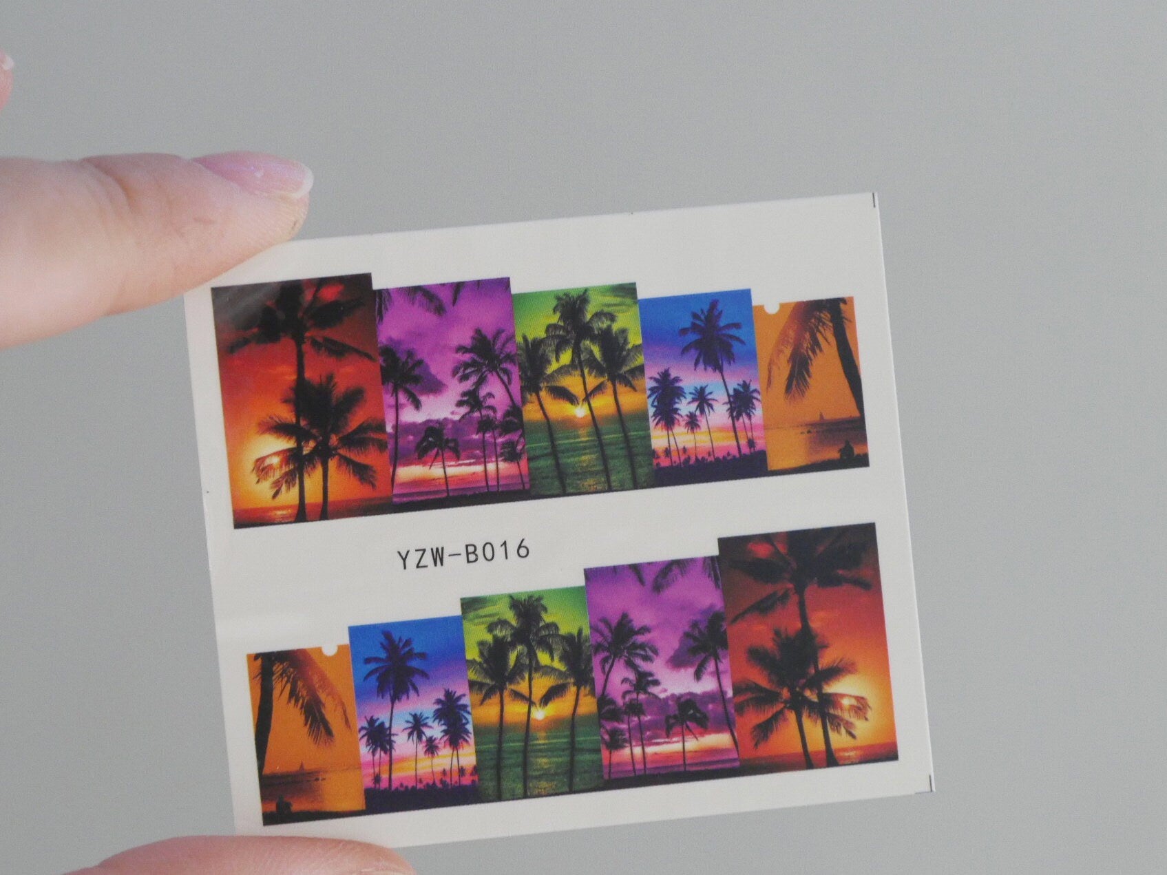Tropical Palm Tree Beach Nail Tattoo/ Sunset Sunrise Water Ocean view/Miami Beach Hawaii Summer Theme nail sticker Tattoos
