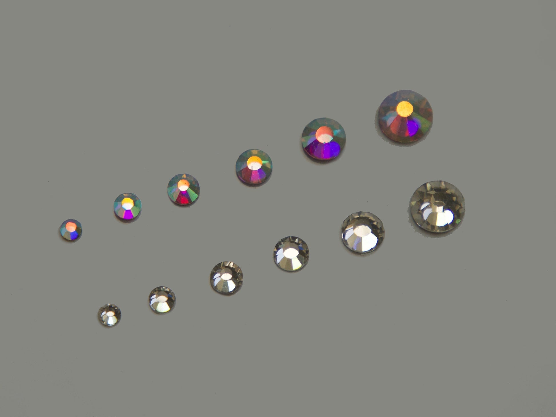 1000pcs Mixed sizes Clear&AB rhinestone/ Non Hot fix flat back nail Art Deco